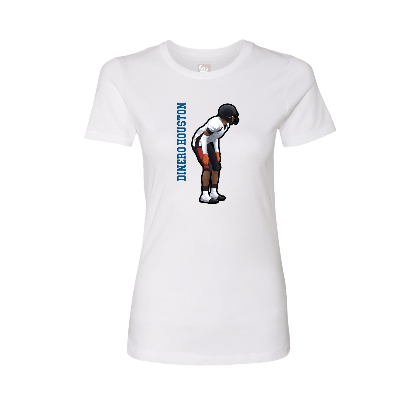 Fitted Women's Tee — Name Vertical in White