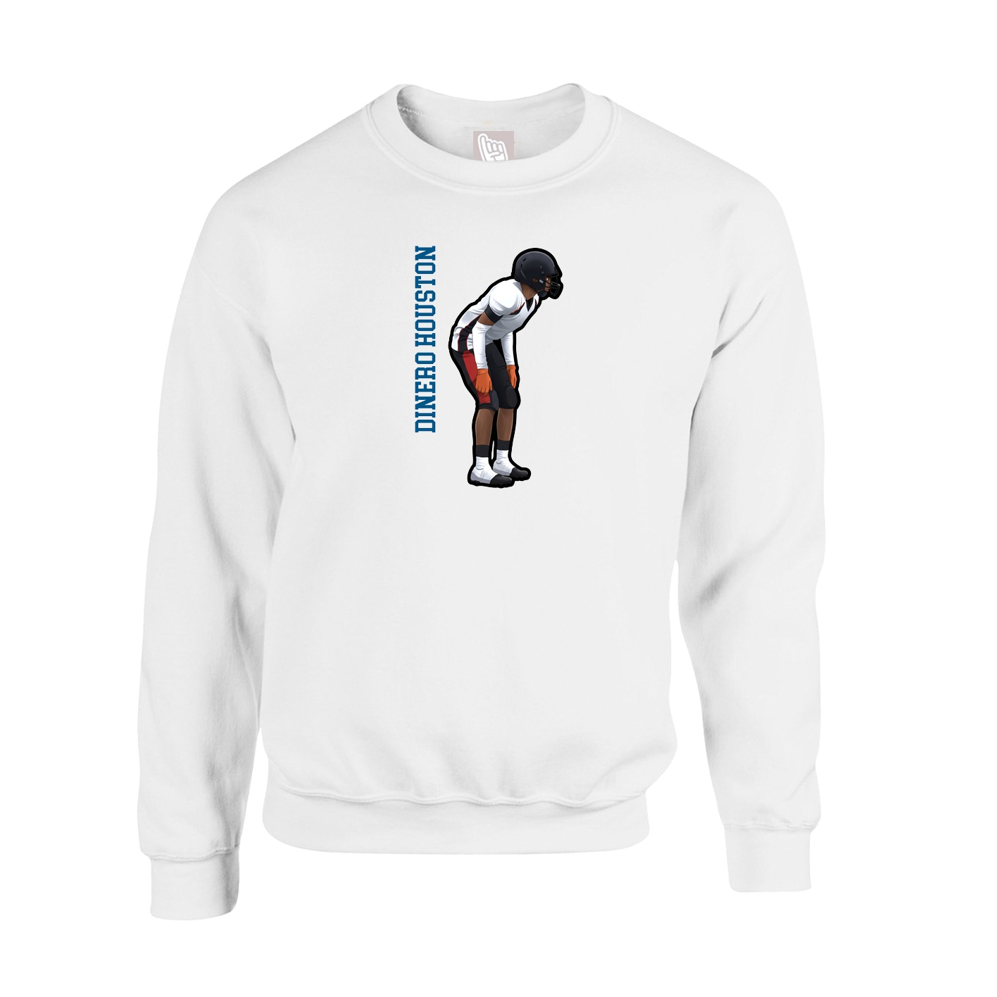 Fleece Crew — Name Vertical in White