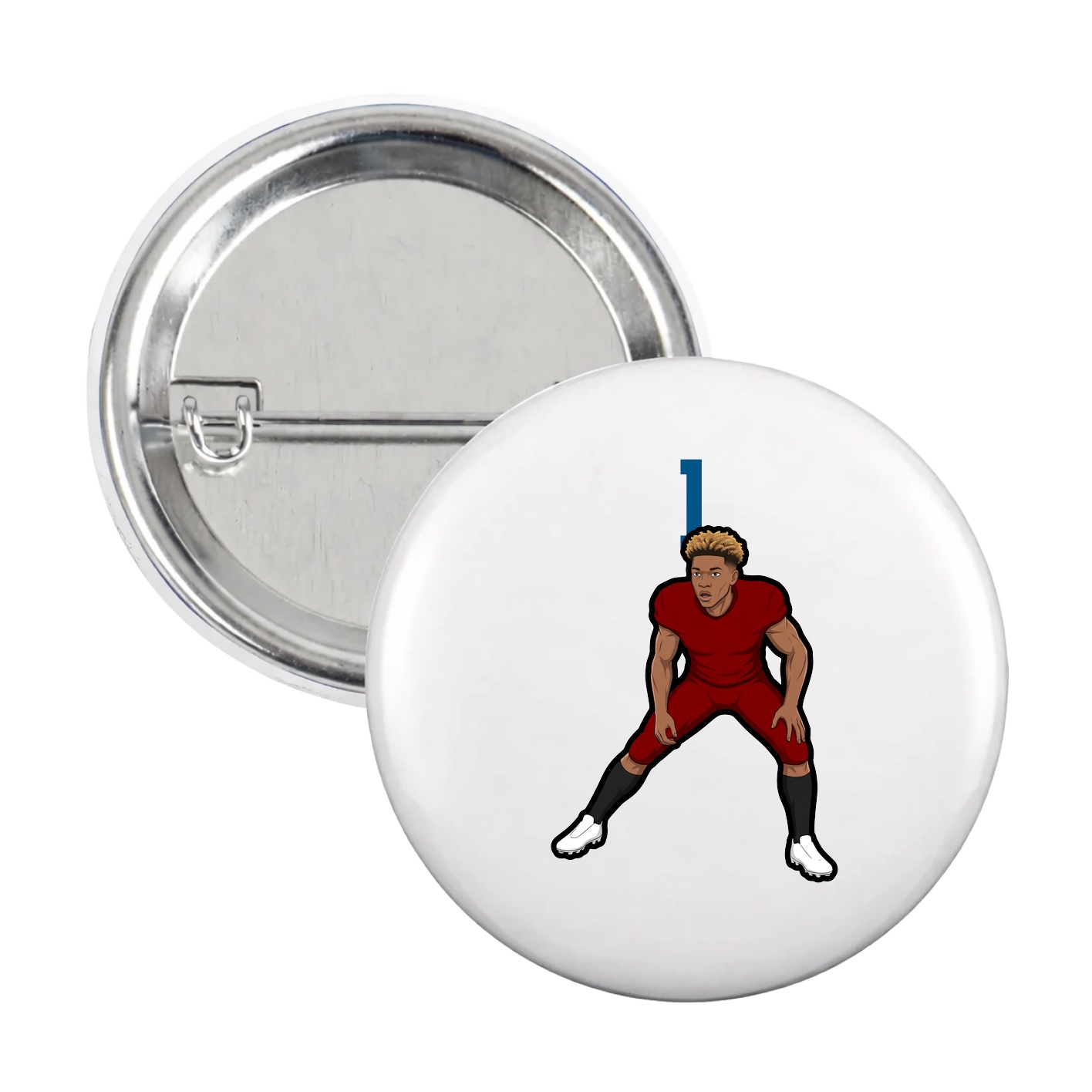 Game Day Button — Number Top in White