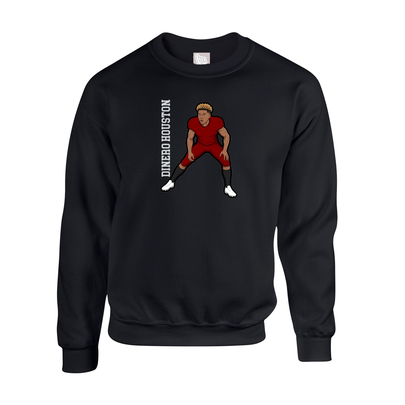 Fleece Crew — Name Vertical in Black