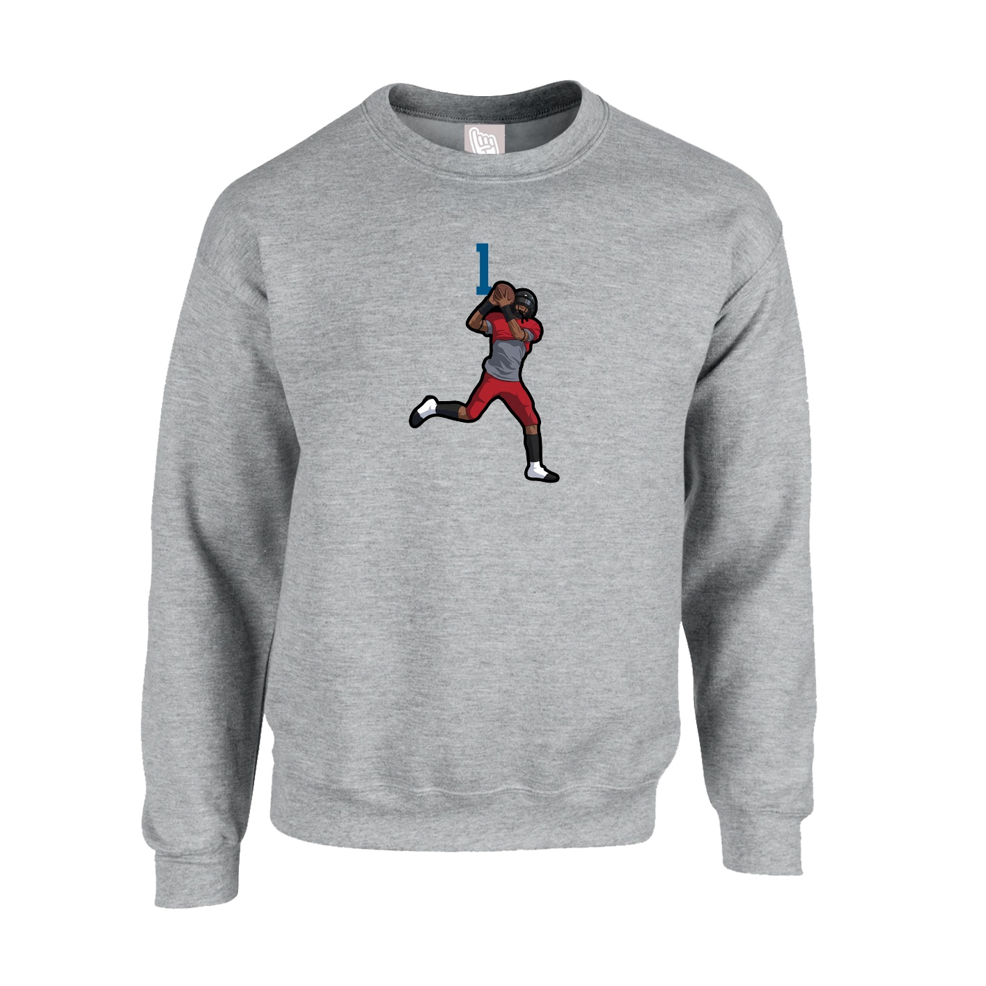 Fleece Crew — Number Top in Grey