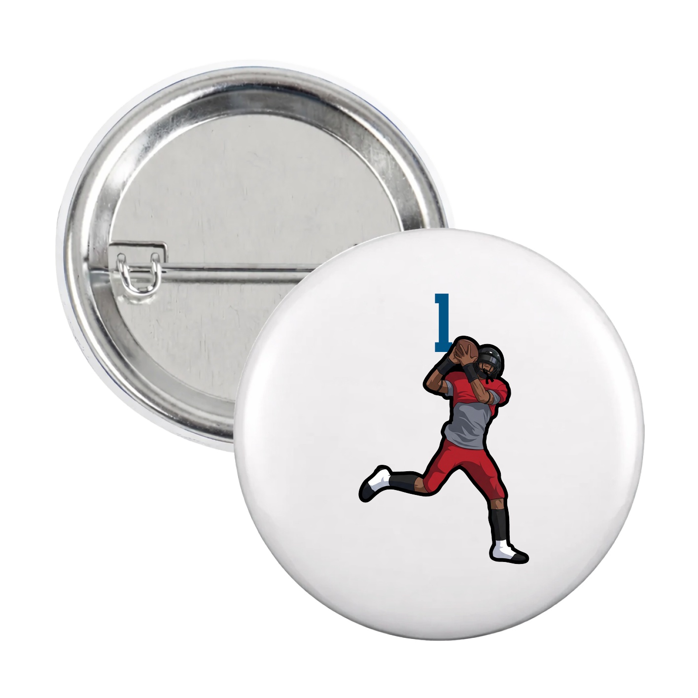 Game Day Button — Number Top in White