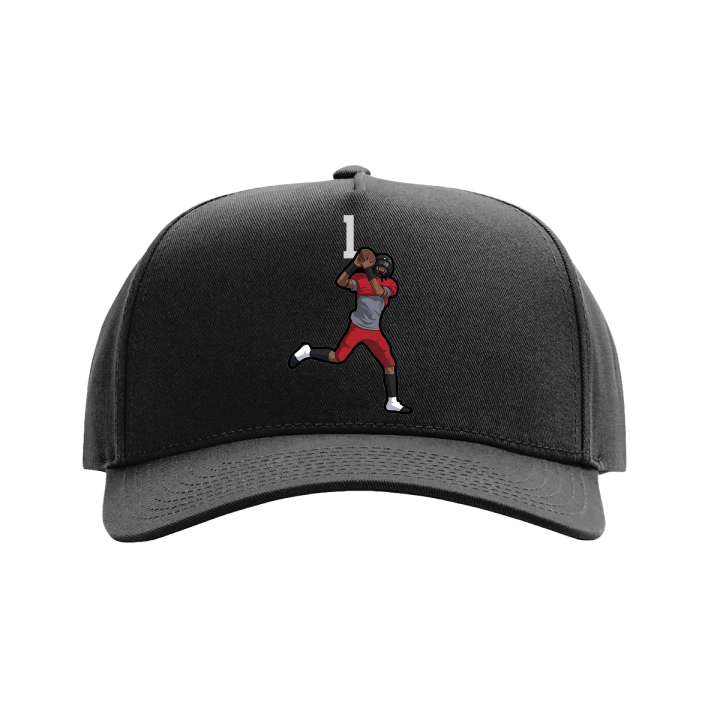Full Fabric Five-Panel Champ Cap — Number Top in Black