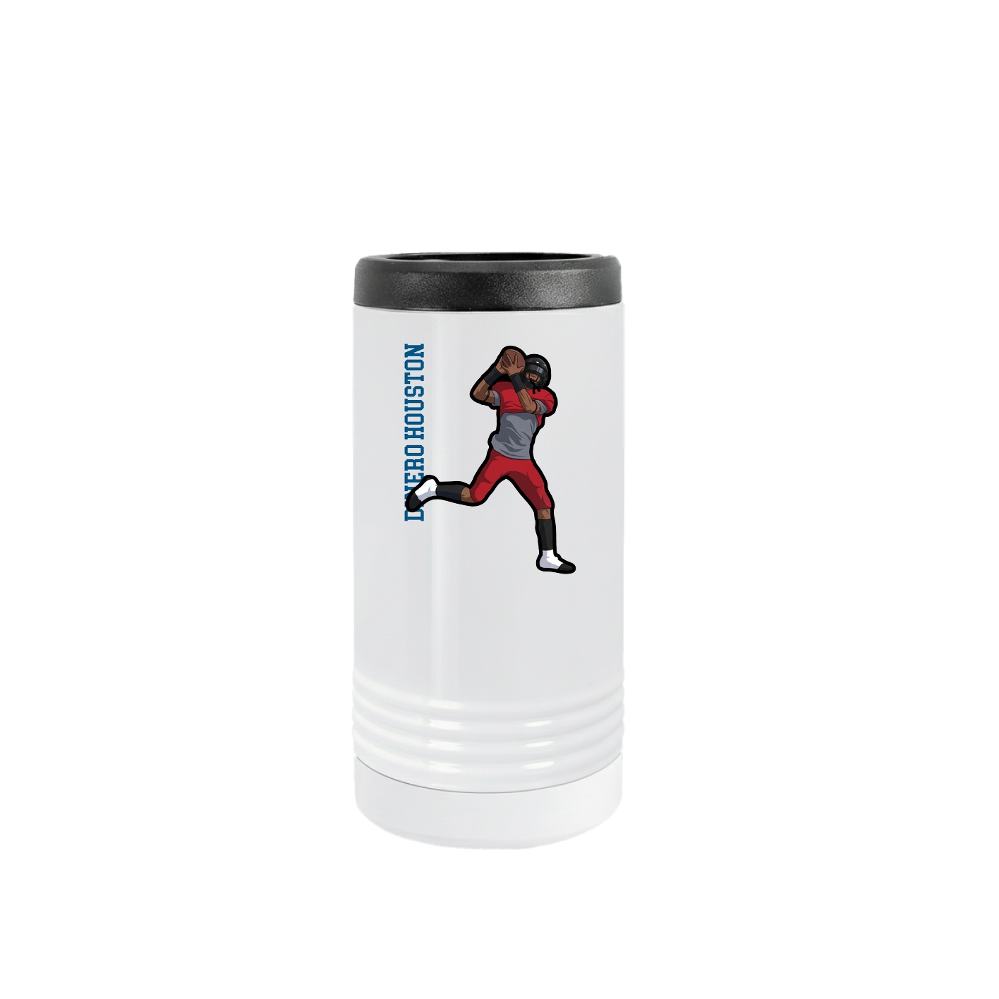 Slim Beverage Holder — Name Vertical in White