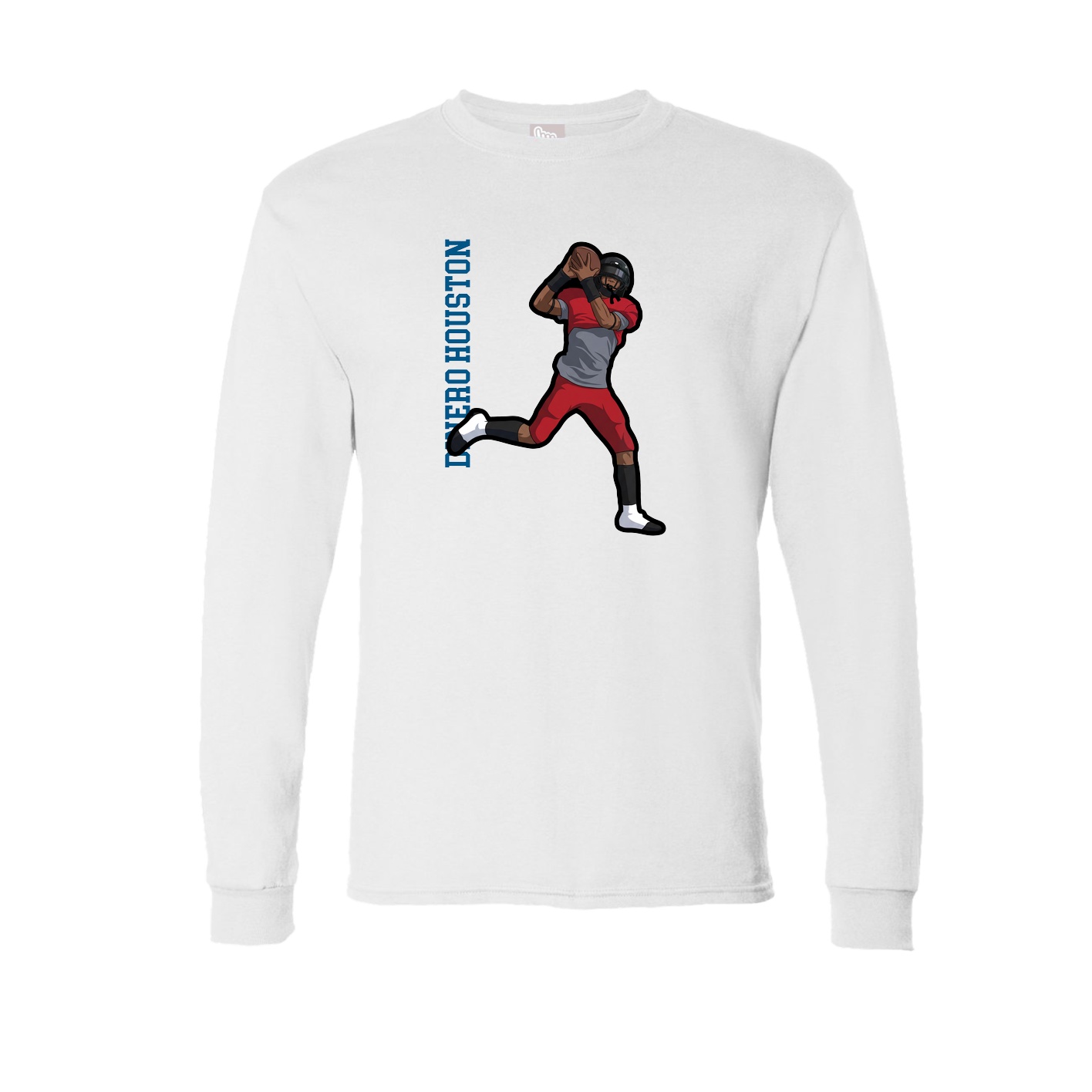 Long Sleeve Tee — Name Vertical in White