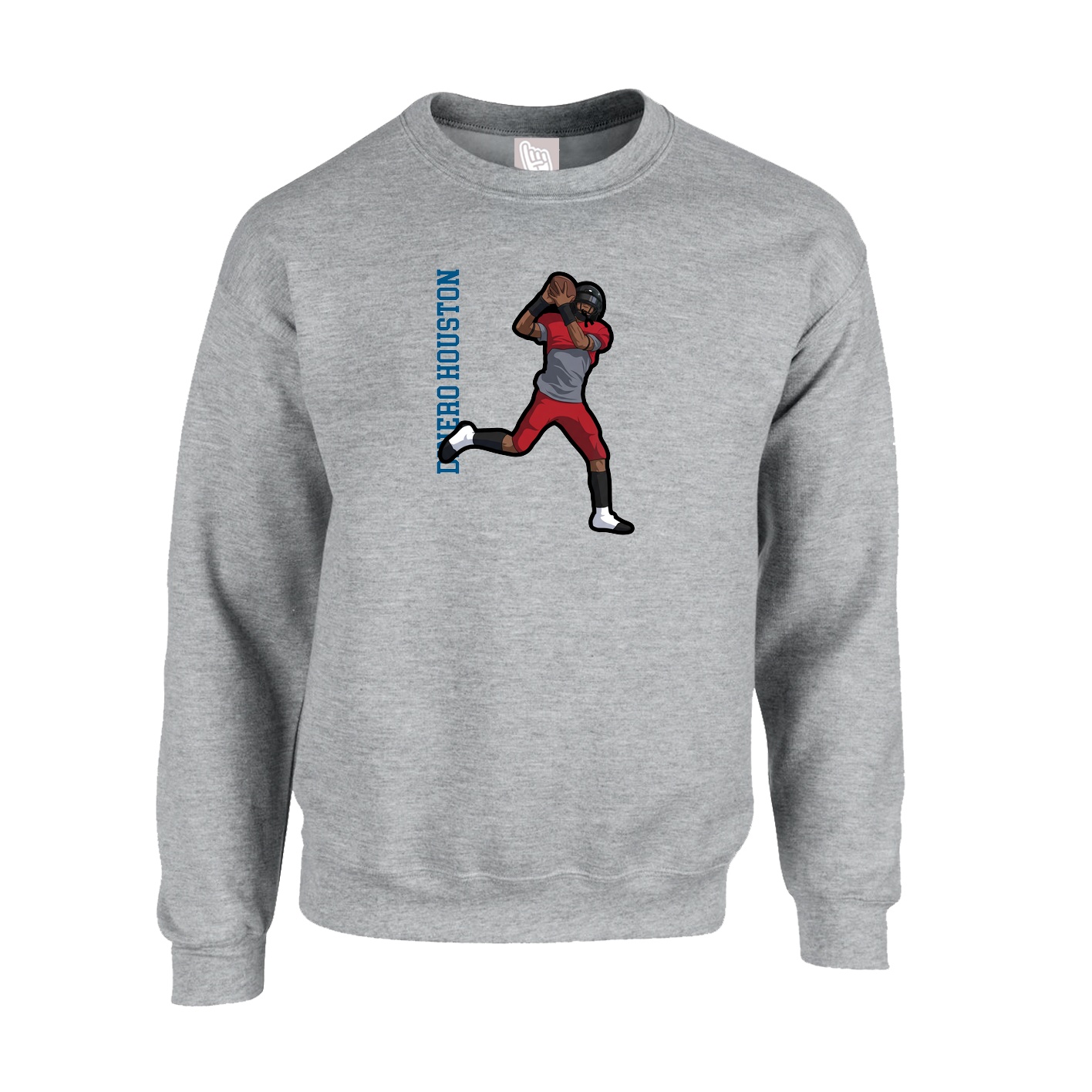 Fleece Crew — Name Vertical in Grey
