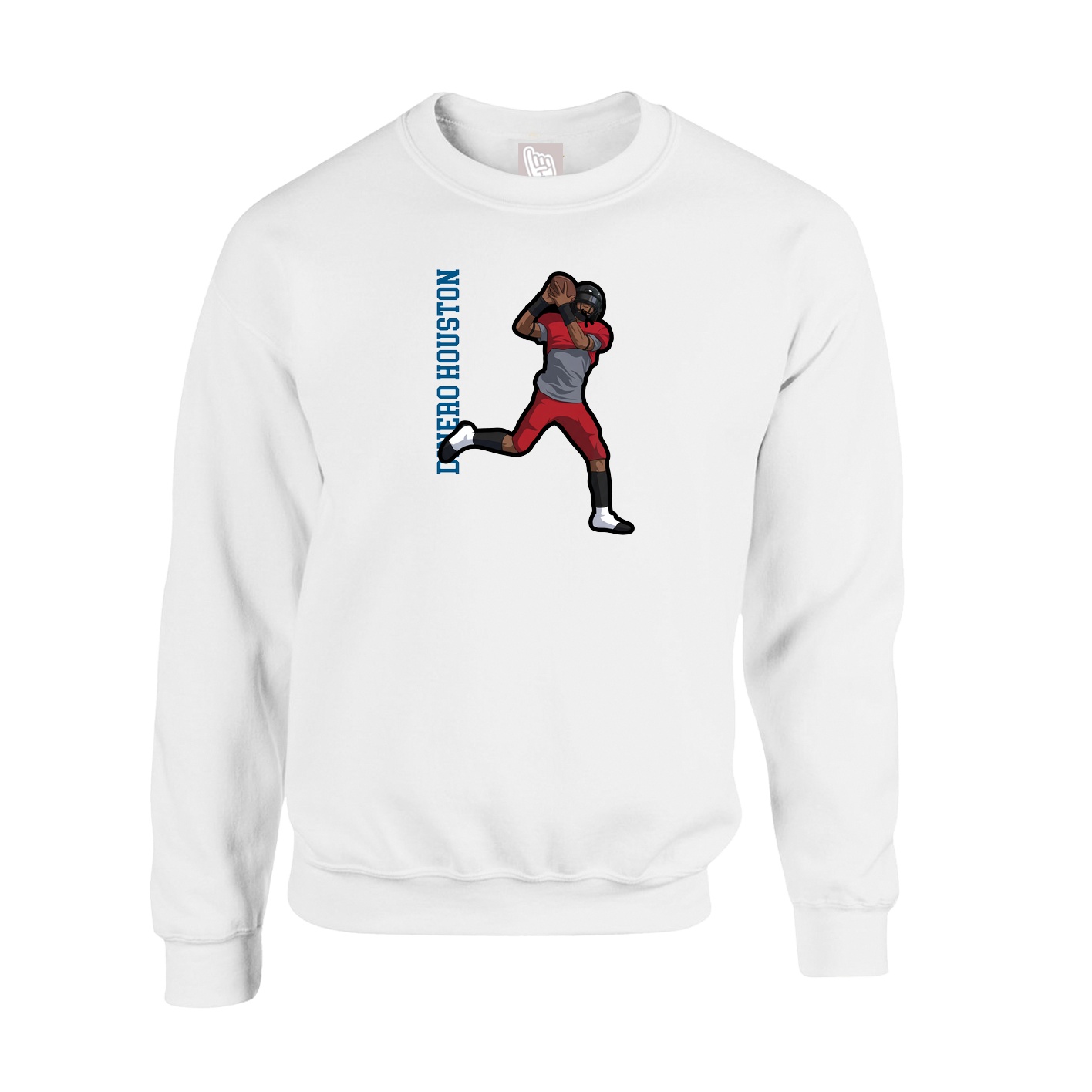Fleece Crew — Name Vertical in White