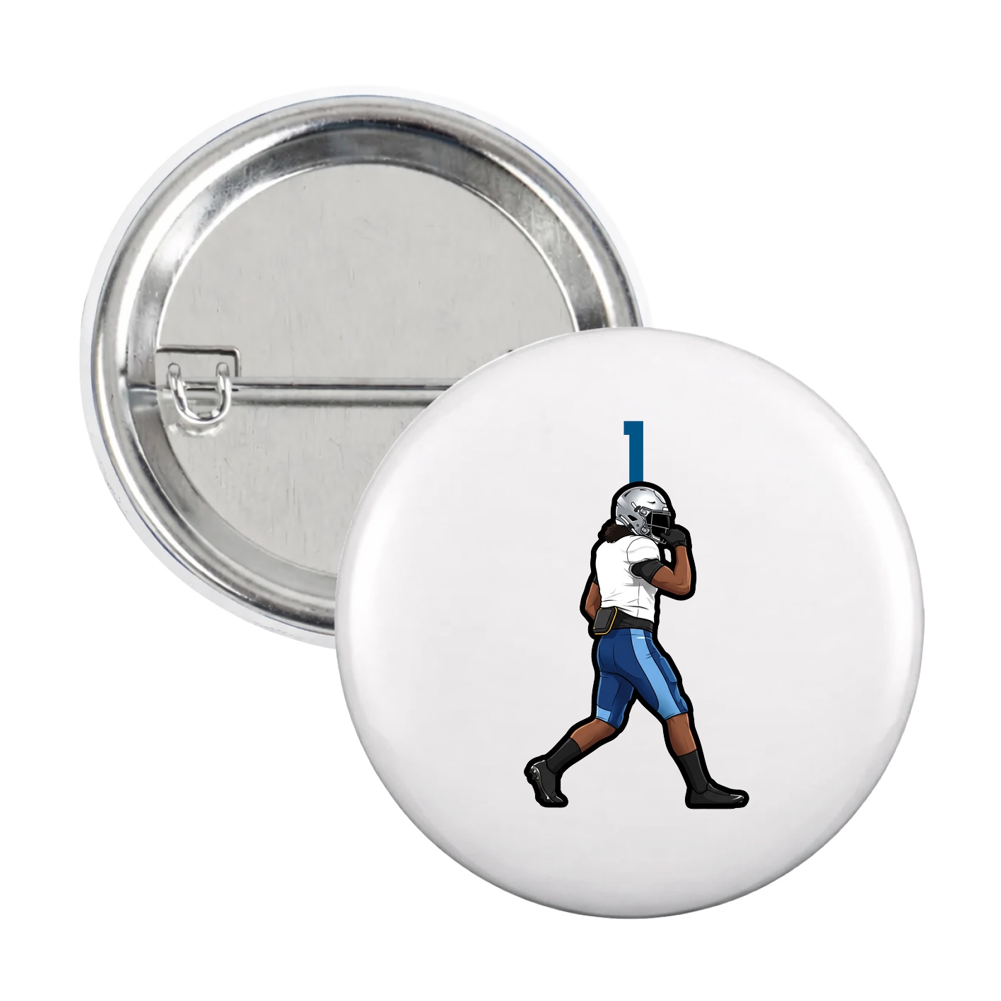 Game Day Button — Number Top in White