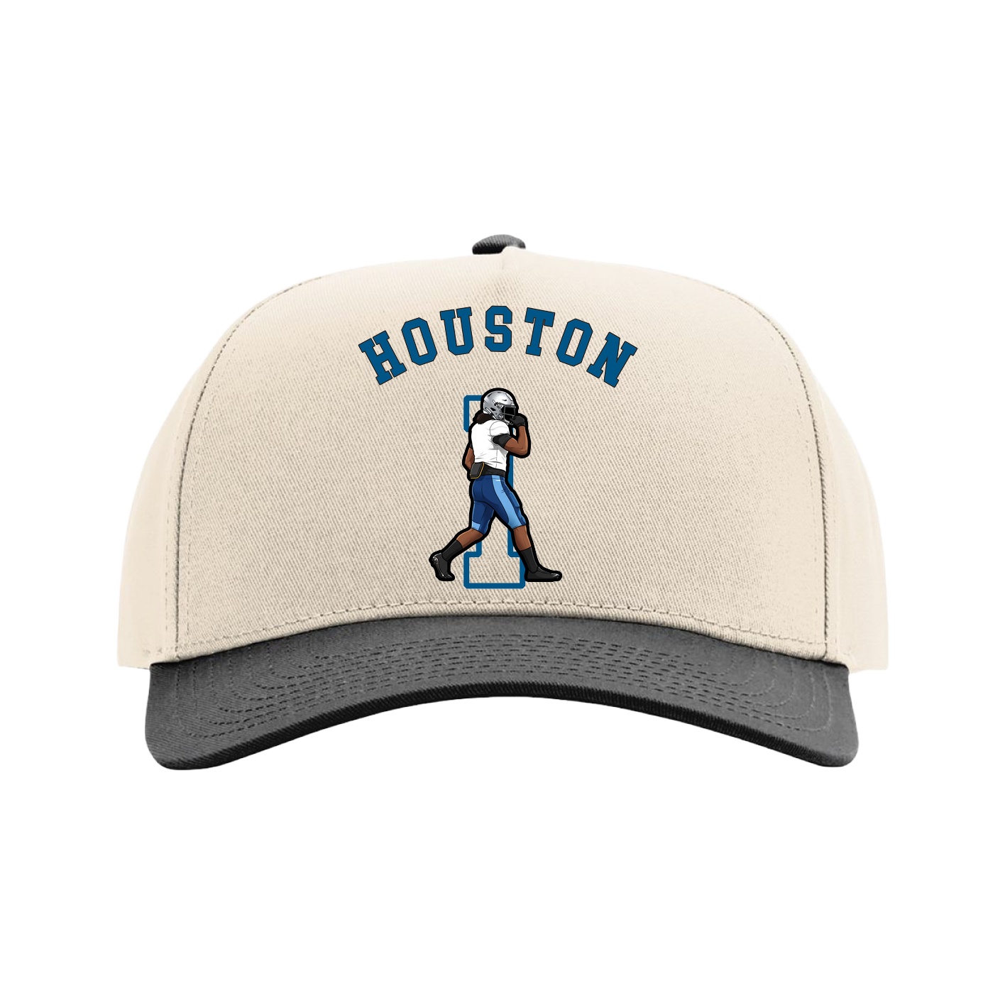 Full Fabric Five-Panel Champ Cap — Shirsey Arch in Cream/Black