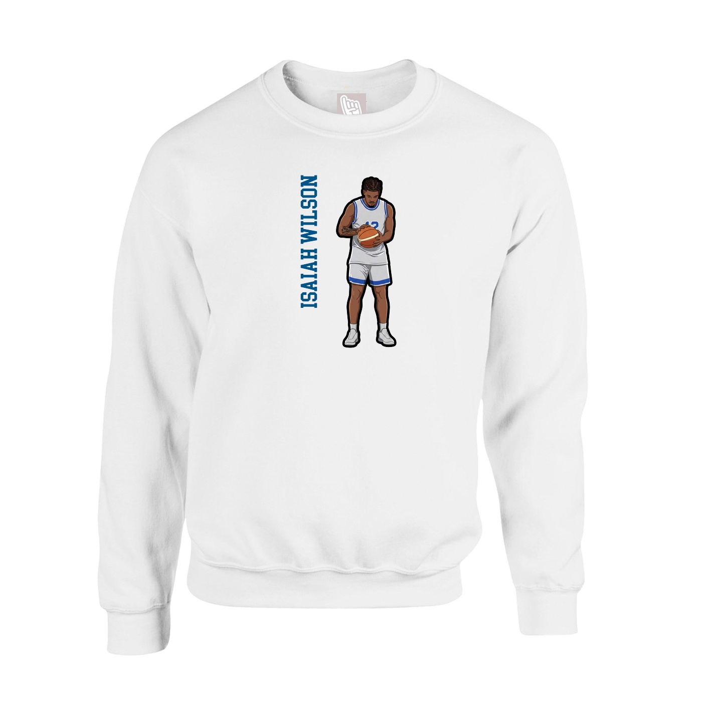 Fleece Crew — Name Vertical in White