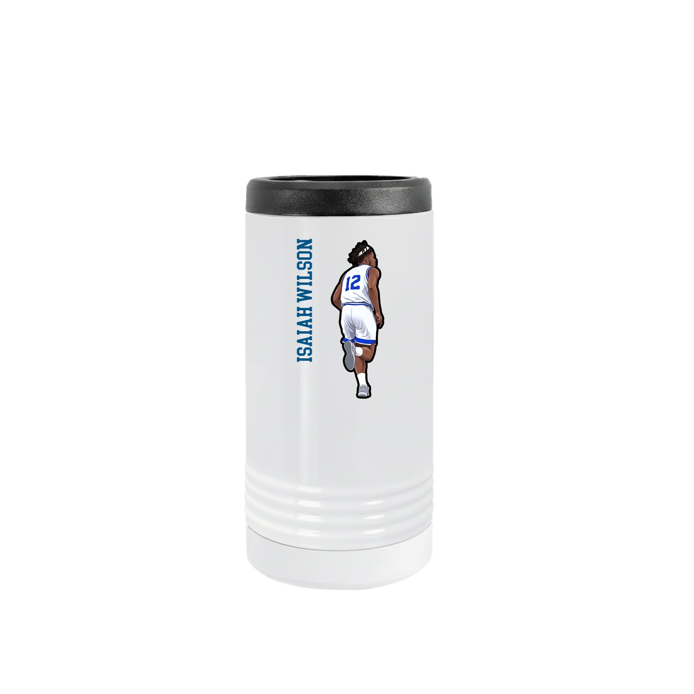 Slim Beverage Holder — Name Vertical in White