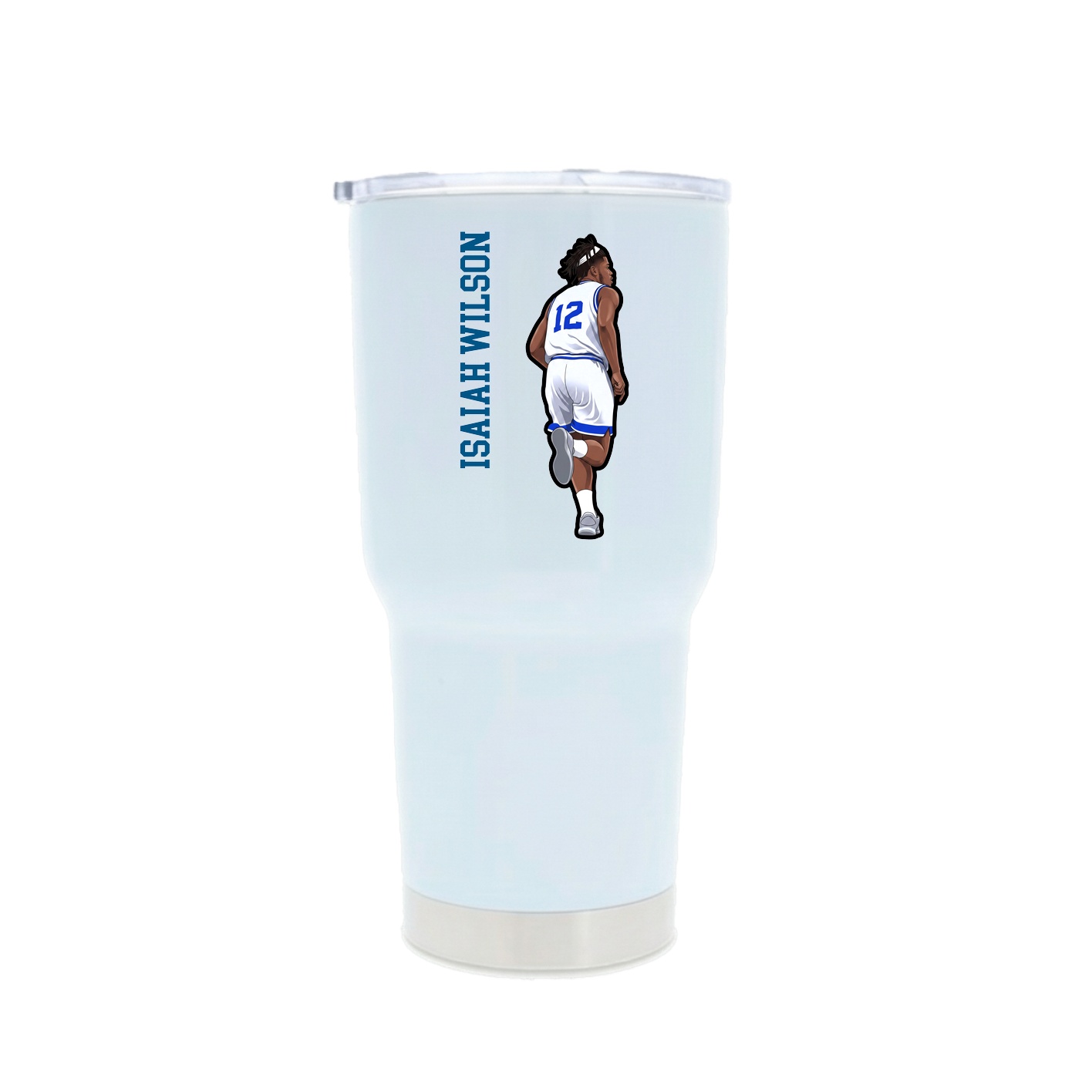 30oz Stainless Steel Tumbler — Name Vertical in White
