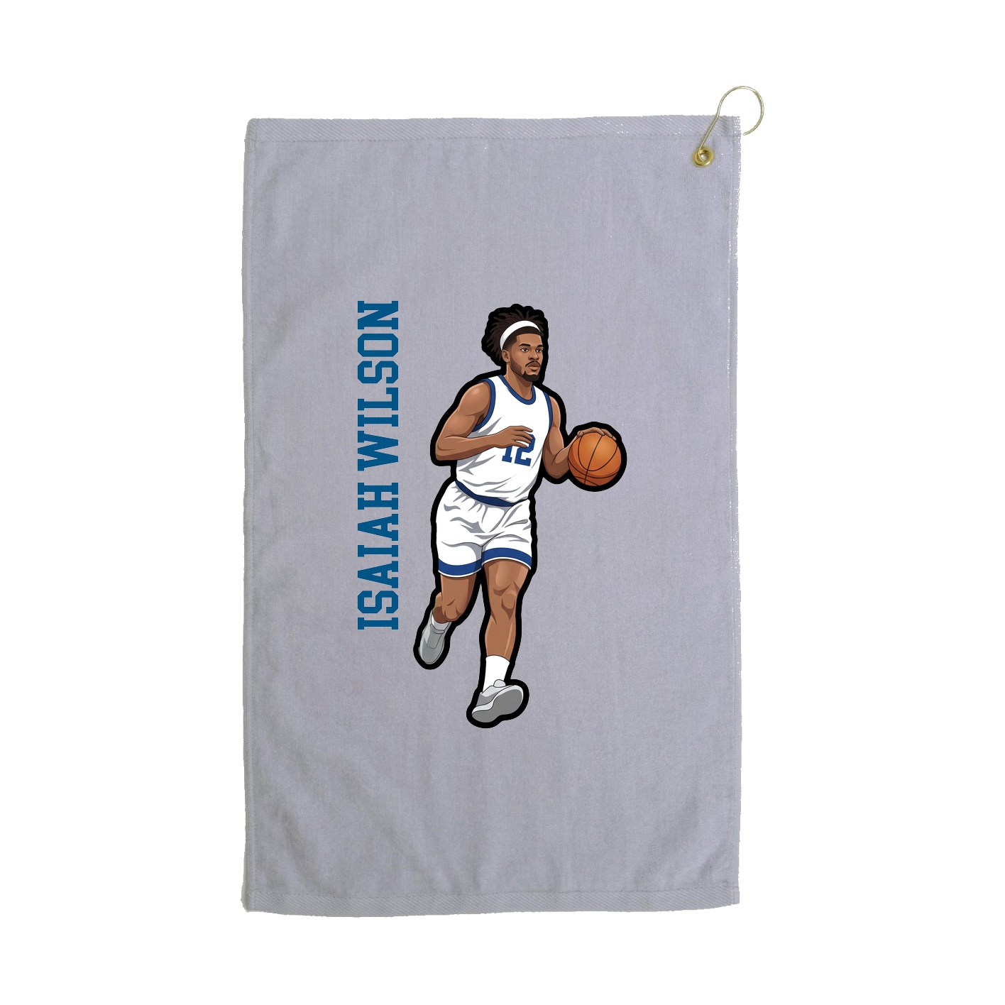Golf Towel — Name Vertical in Grey