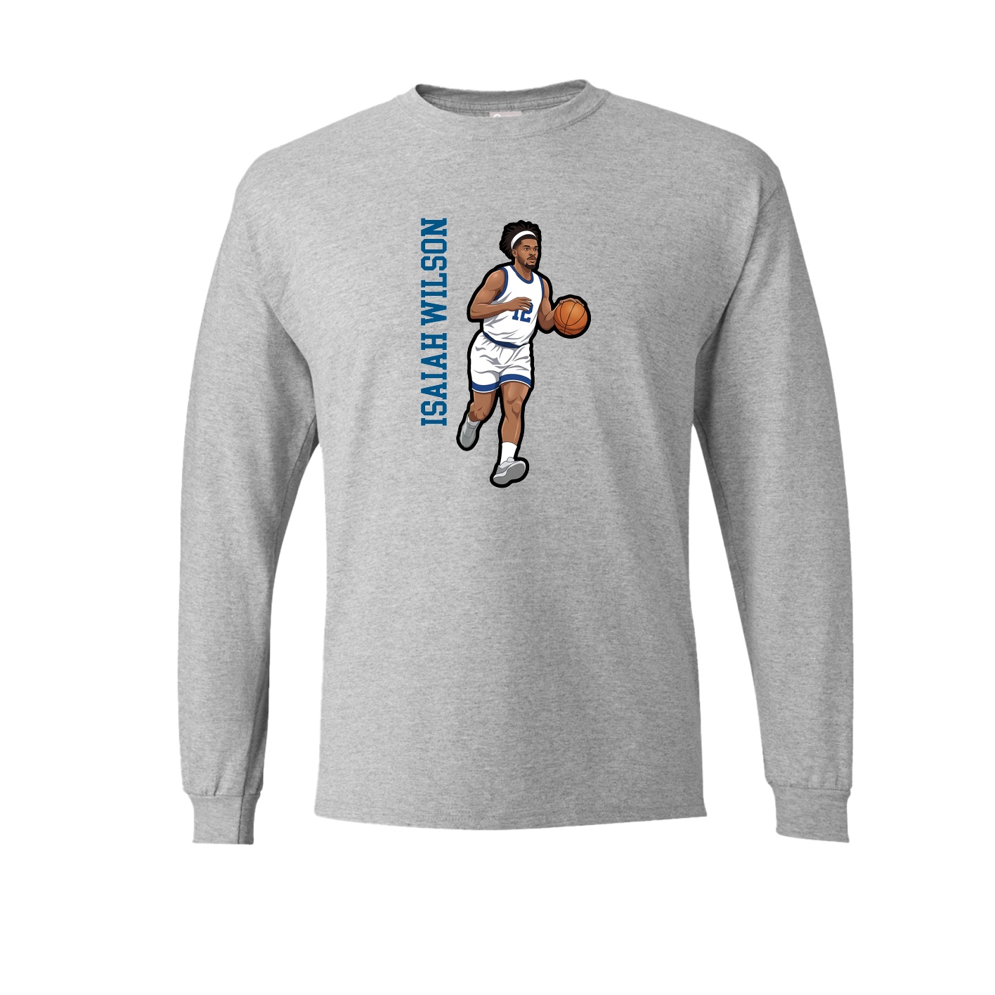 Long Sleeve Tee — Name Vertical in Grey