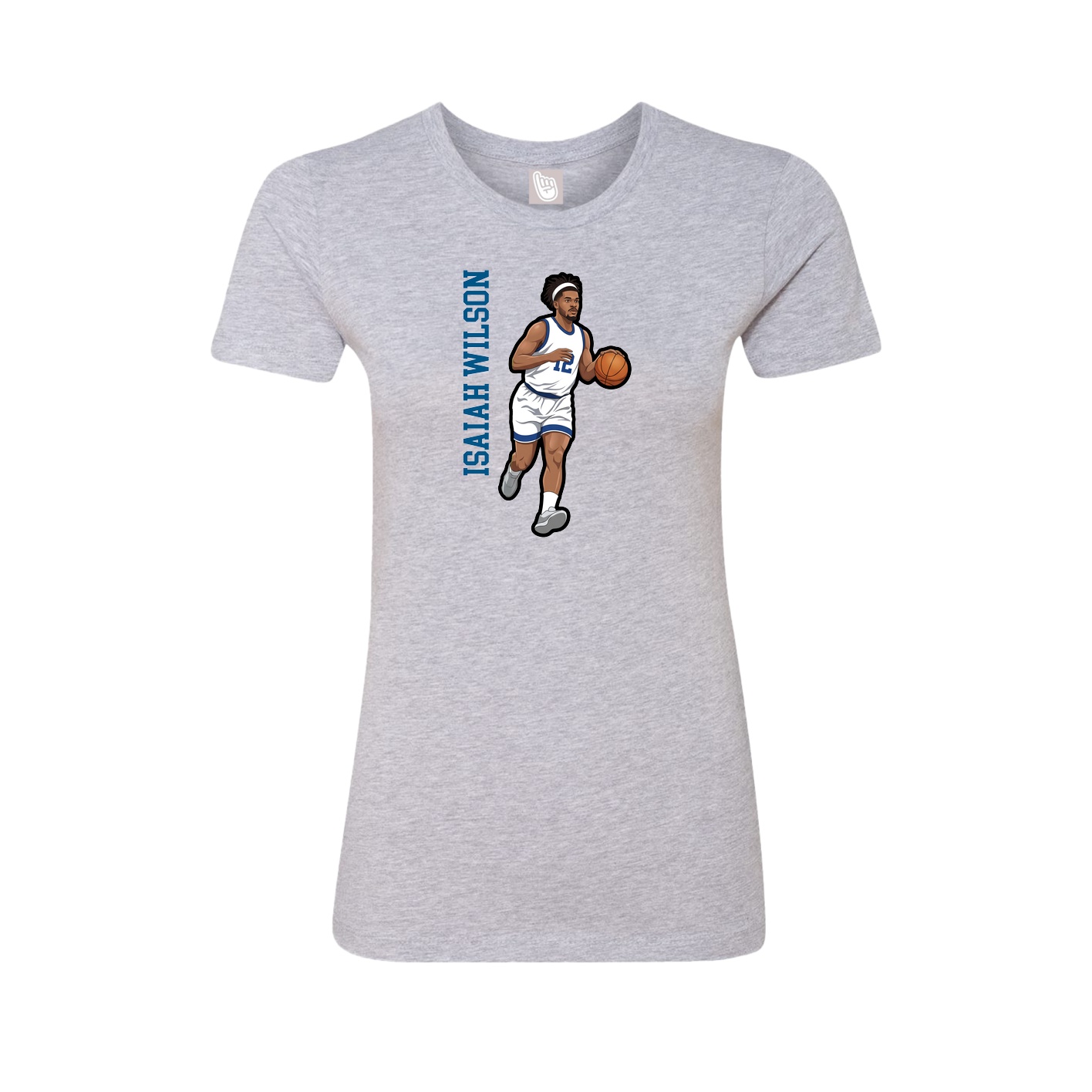 Fitted Women's Tee — Name Vertical in Grey