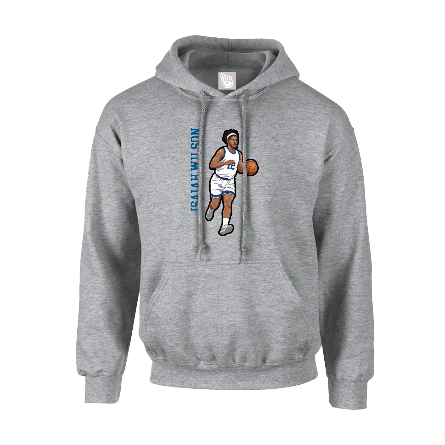 Youth Hoodie — Name Vertical in Grey