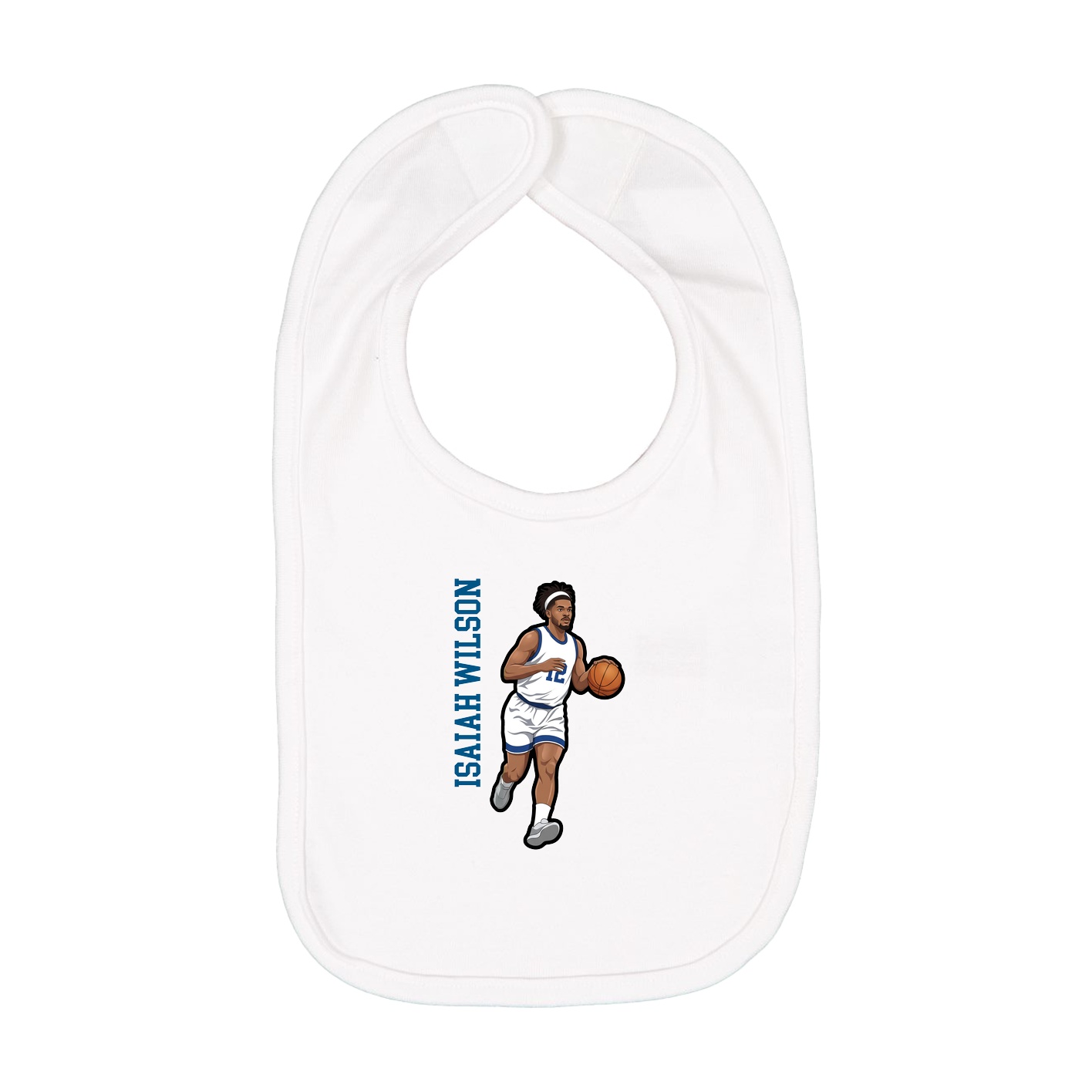 Infant Bib — Name Vertical in White
