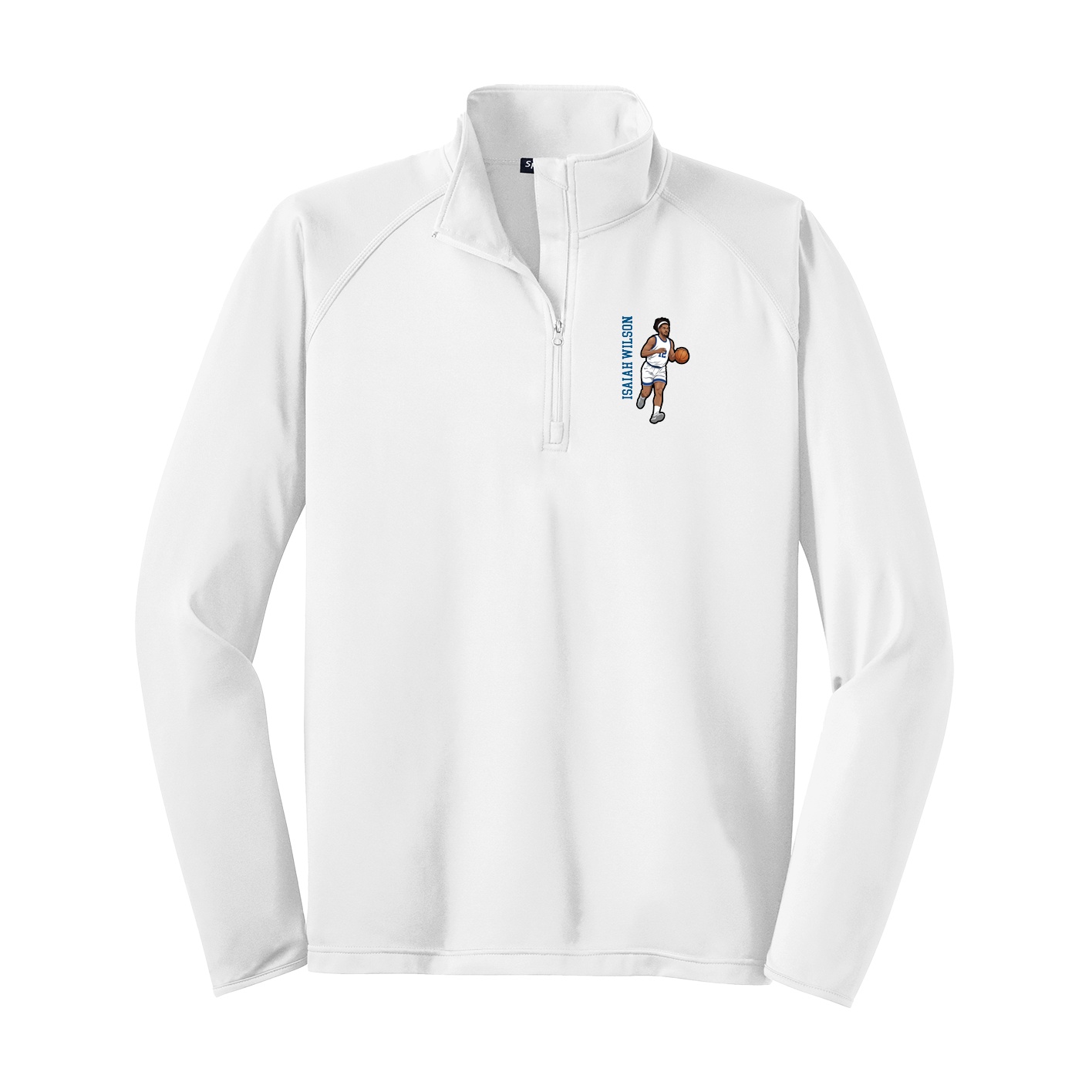 Q-Zip Pullover — Name Vertical in White