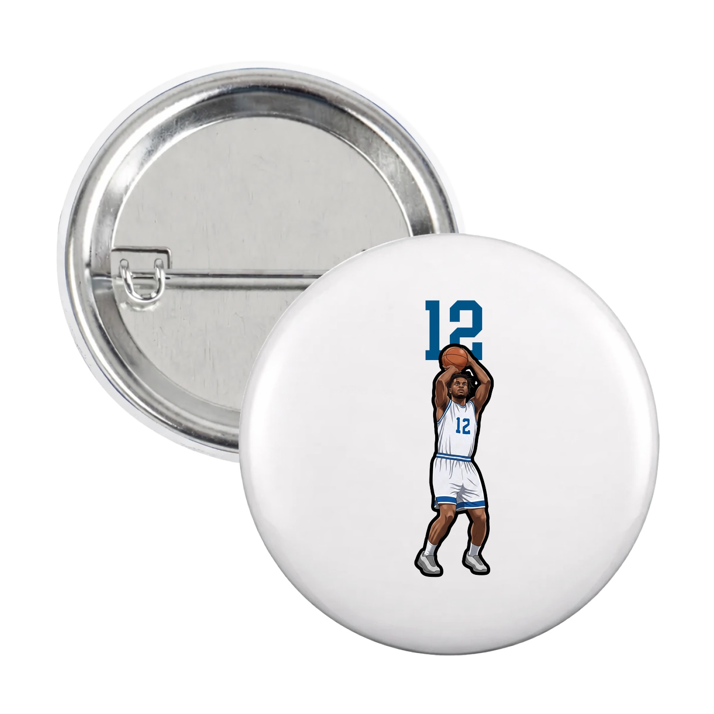 Game Day Button — Number Top in White