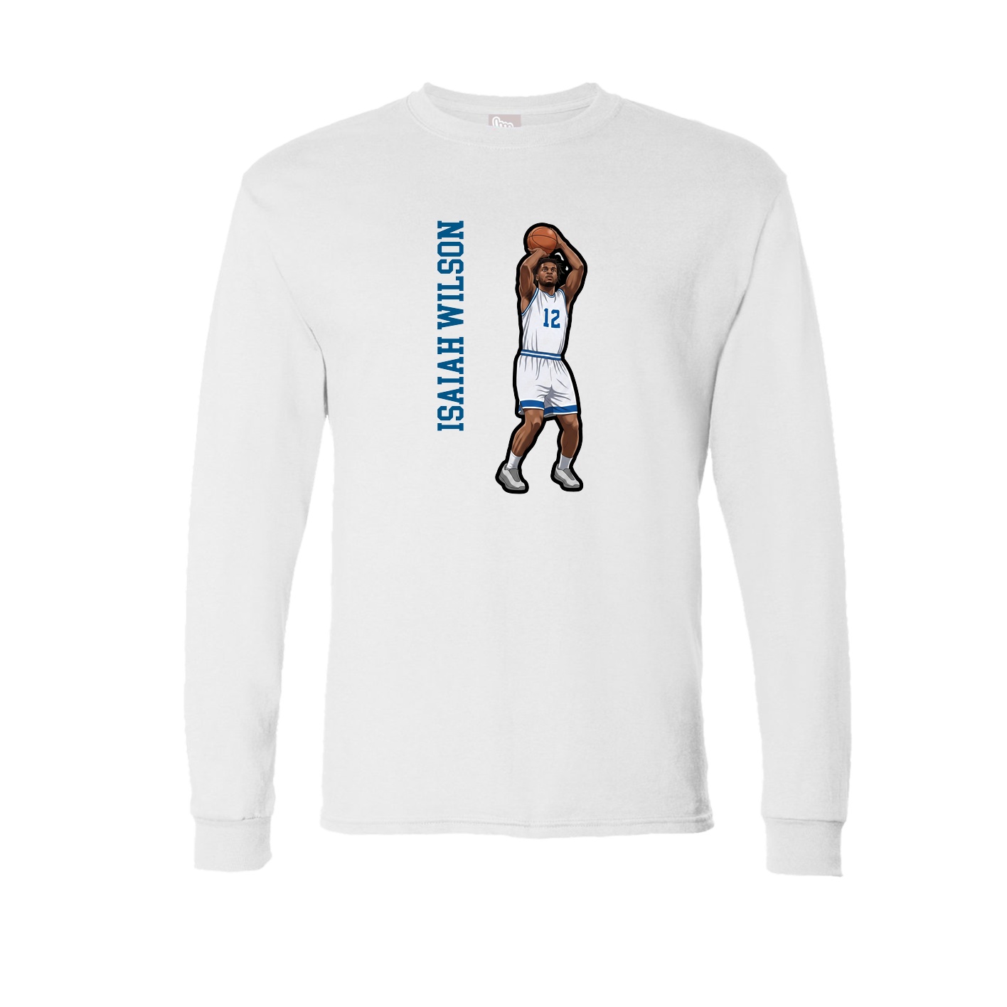 Long Sleeve Tee — Name Vertical in White