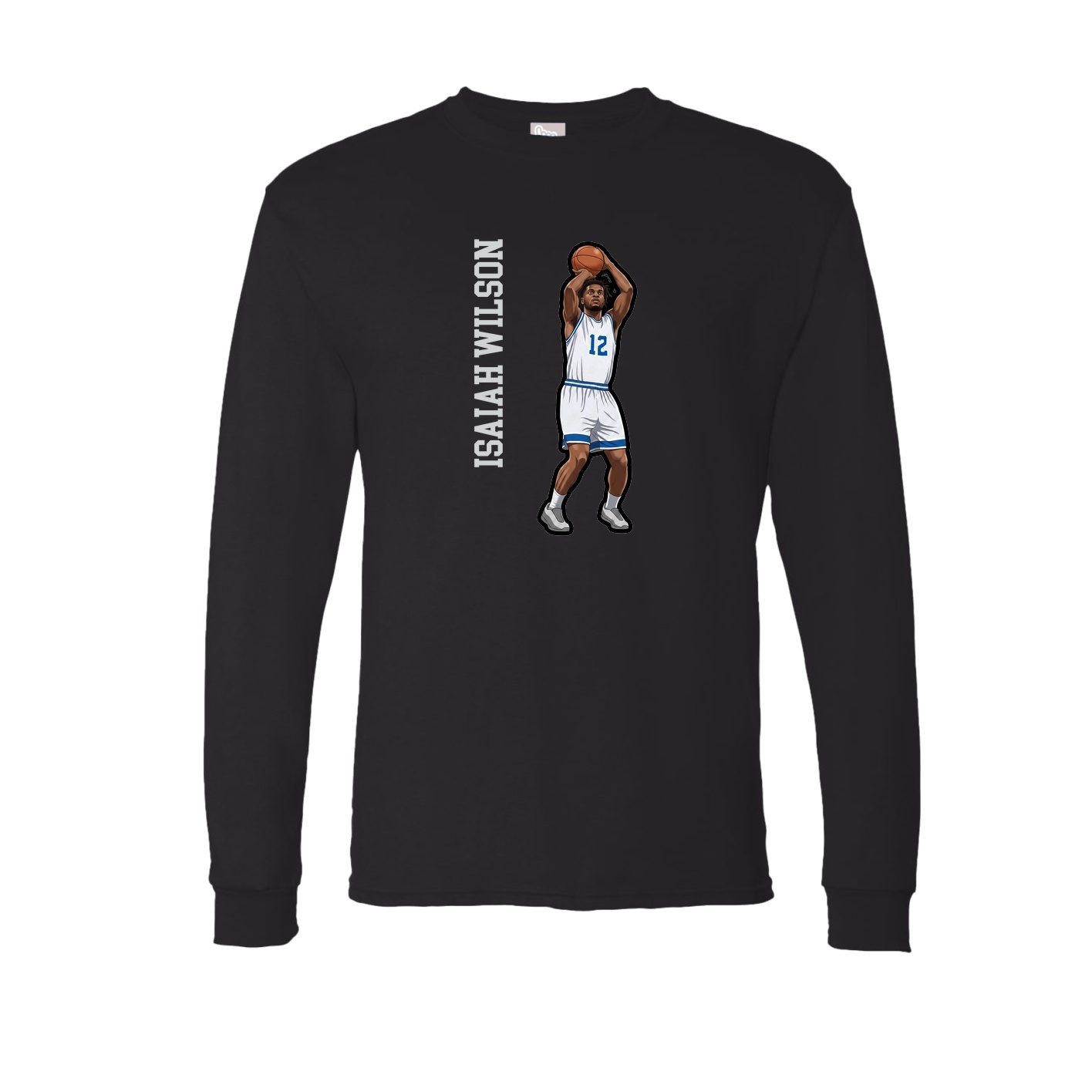 Long Sleeve Tee — Name Vertical in Black