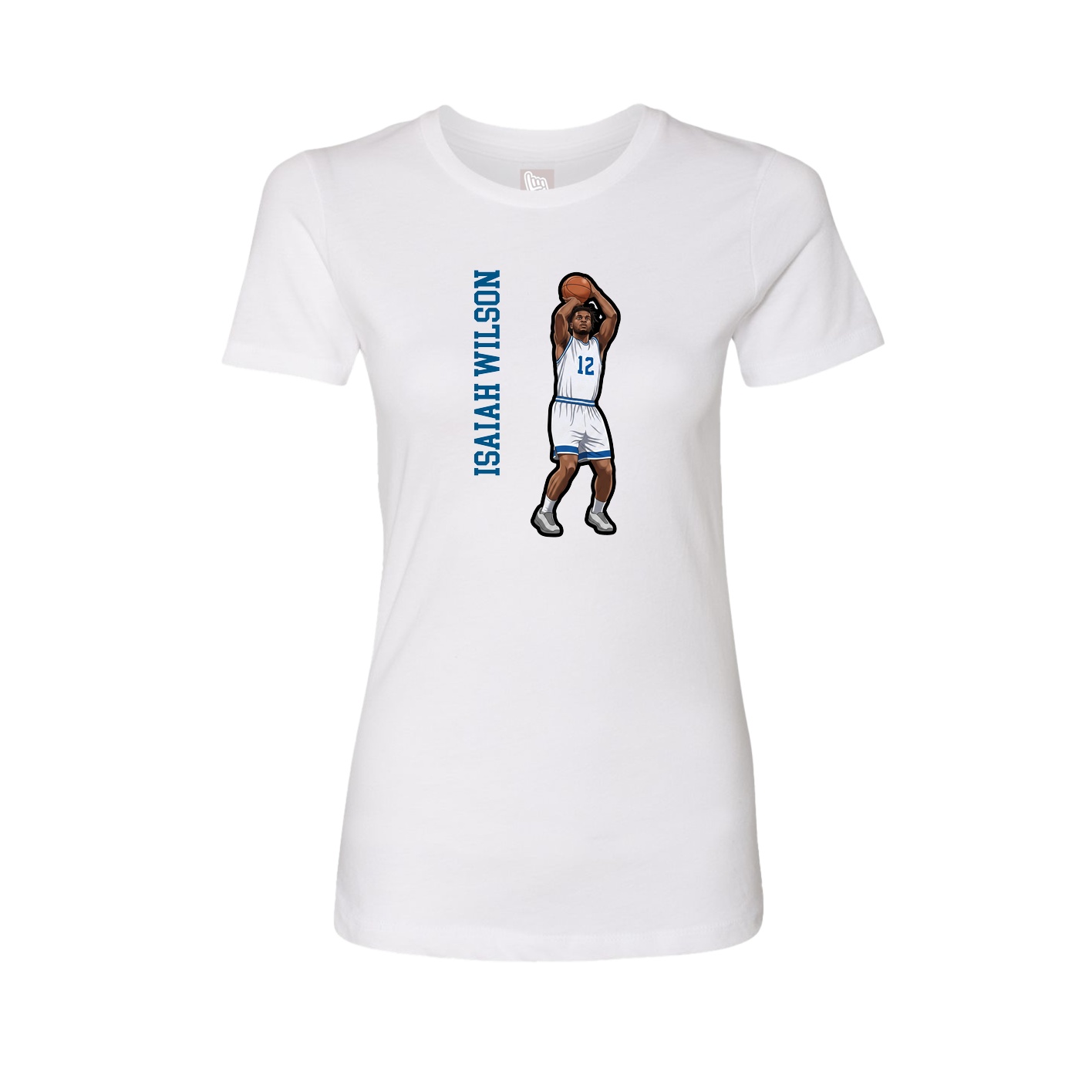 Womens Tee — Name Vertical in White