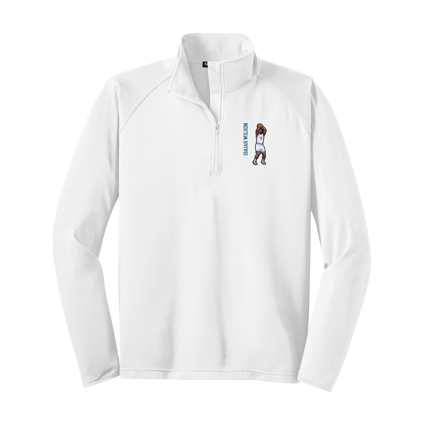 Q-Zip Pullover — Name Vertical in White