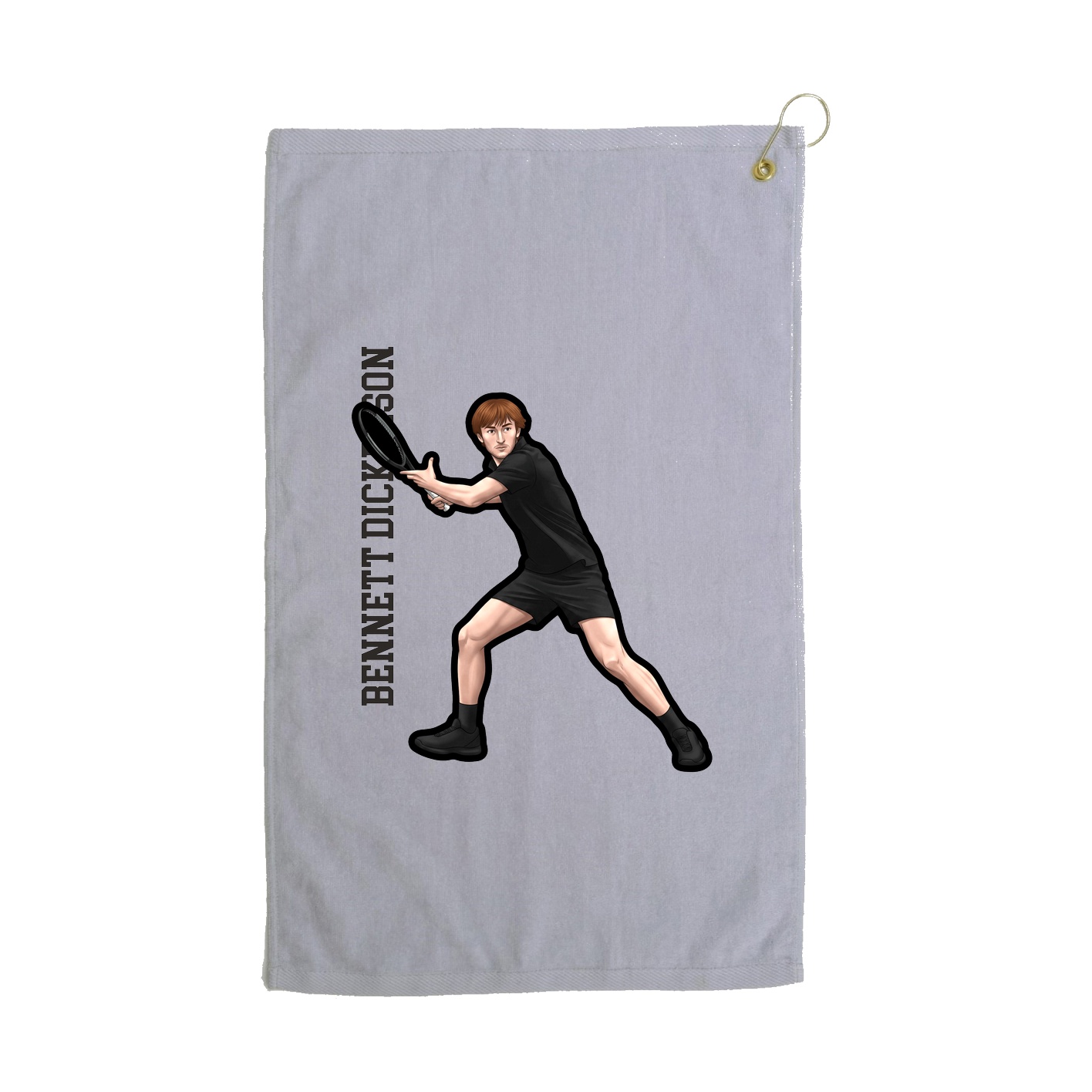 Golf Towel — Name Vertical in Grey