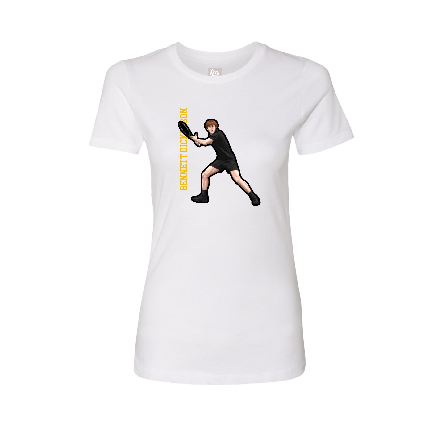Womens Tee — Name Vertical in White