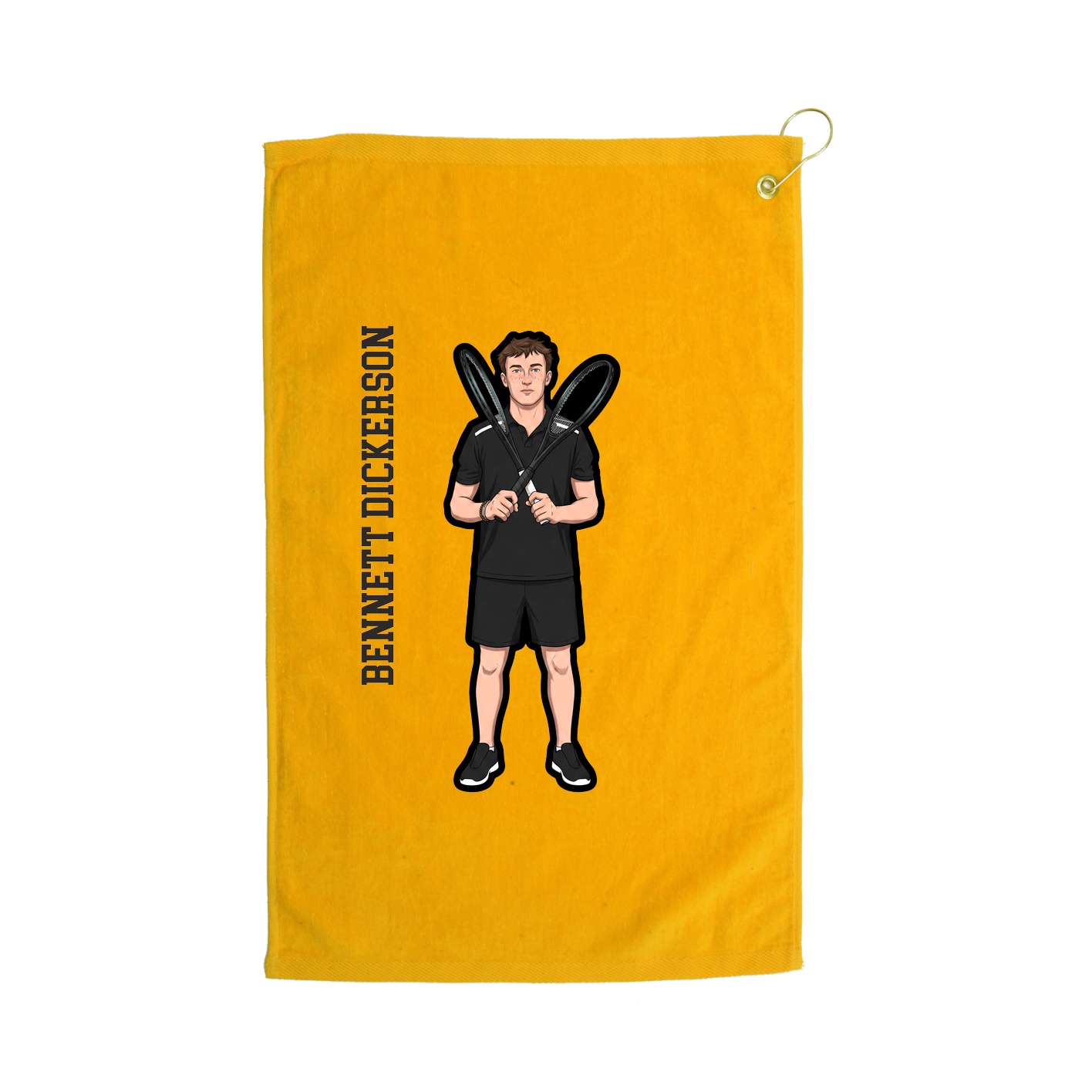 Golf Towel — Name Vertical in Gold