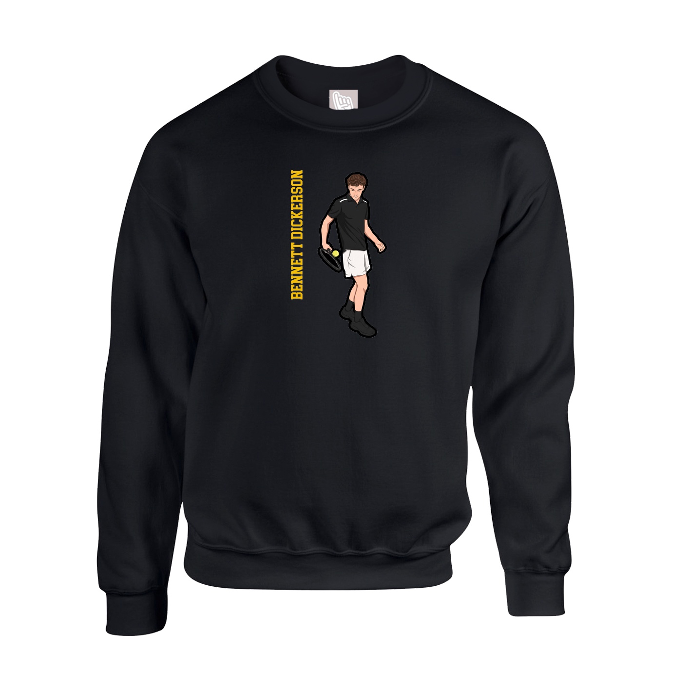 Fleece Crew — Name Vertical in Black