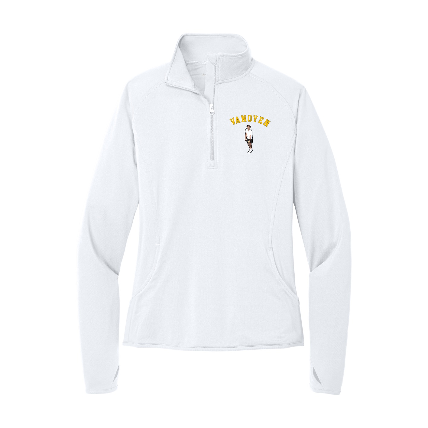 Women's Q-Zip Pullover — Shirsey Arch in White
