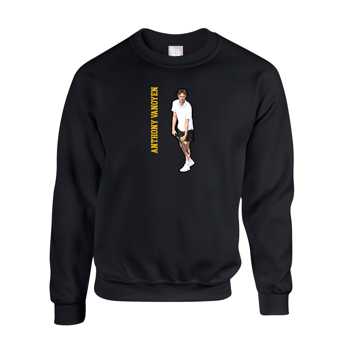 Fleece Crew — Name Vertical in Black