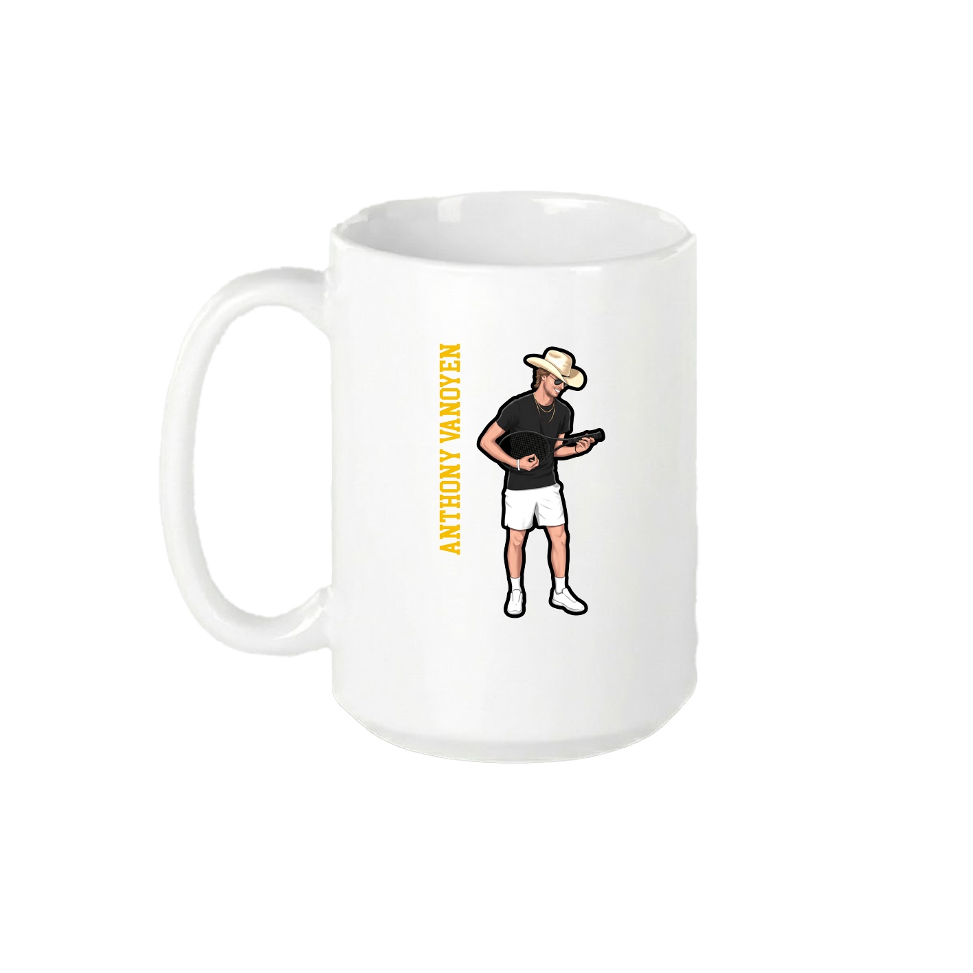15oz Coffee Mug — Name Vertical in White