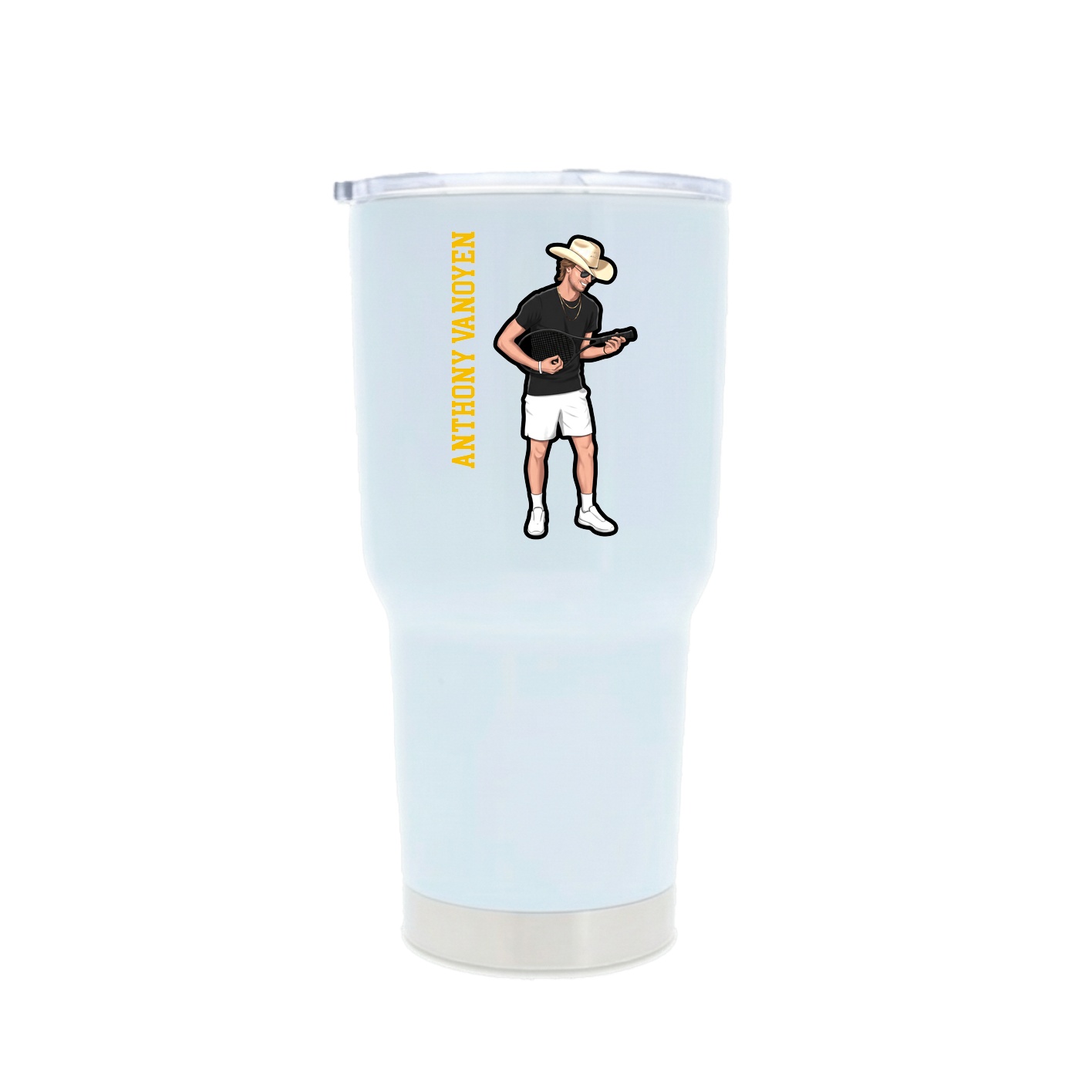 30oz Stainless Steel Tumbler — Name Vertical in White