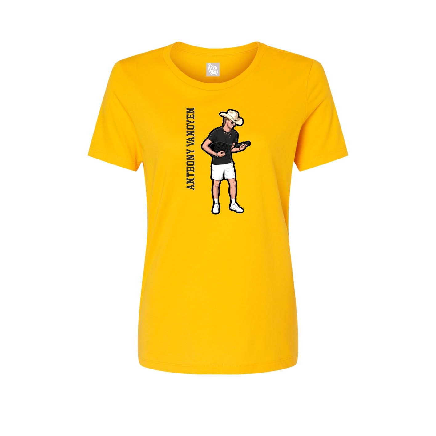 Womens Tee — Name Vertical in Gold
