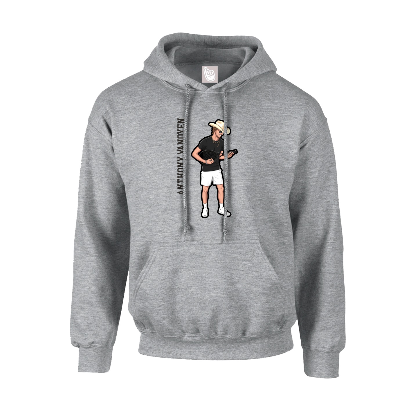 Youth Hoodie — Name Vertical in Grey