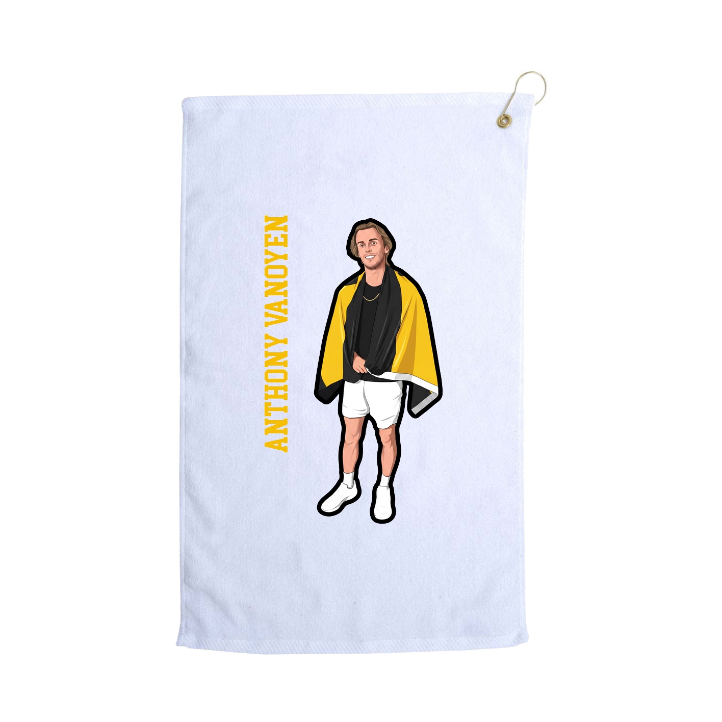 Golf Towel — Name Vertical in White