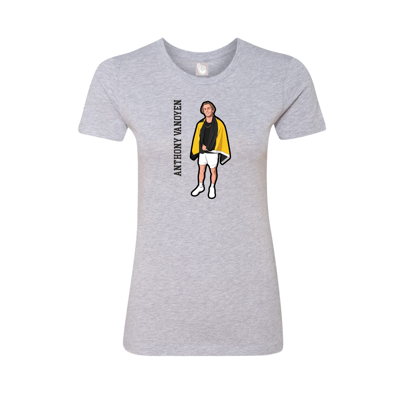 Womens Tee — Name Vertical in Grey