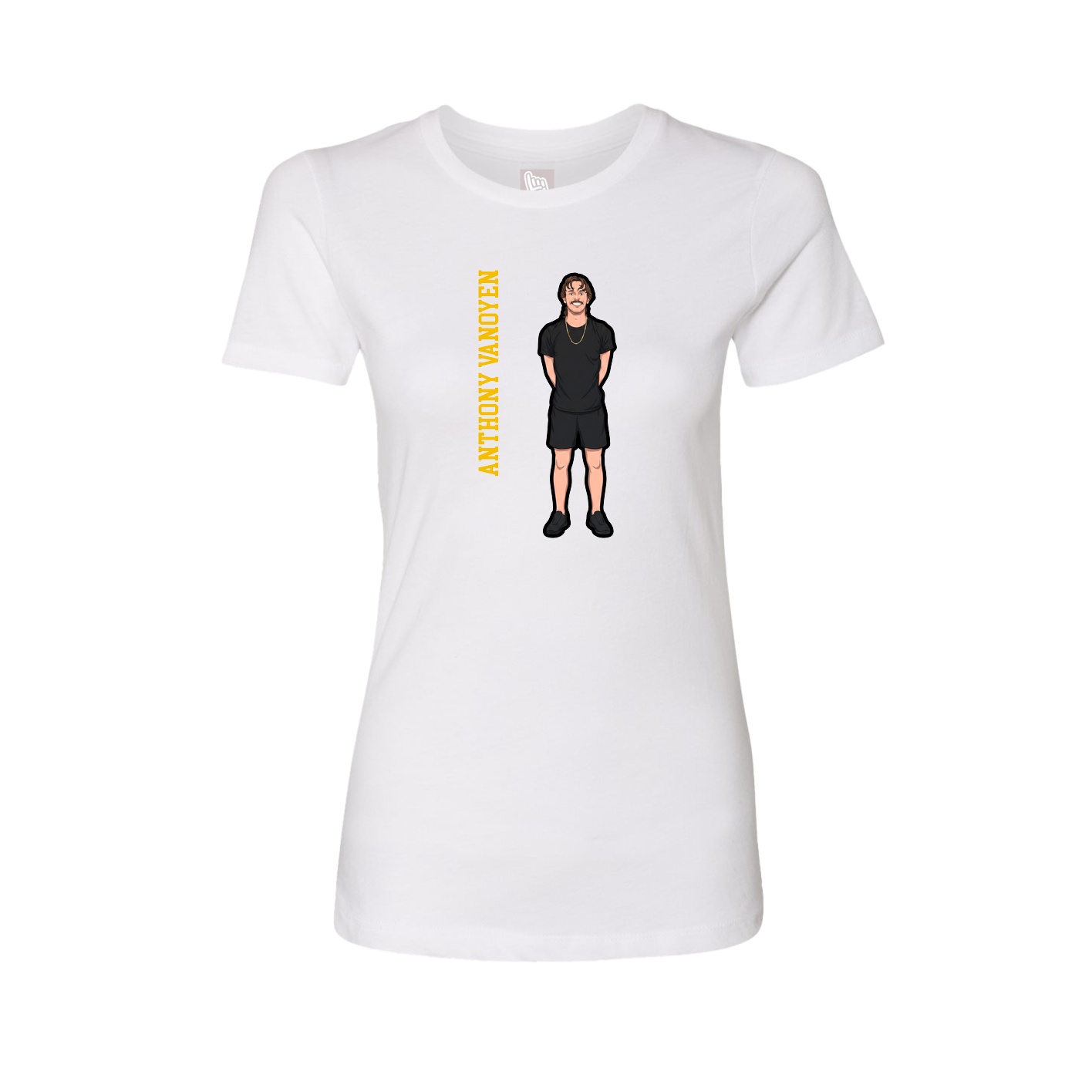 Womens Tee — Name Vertical in White