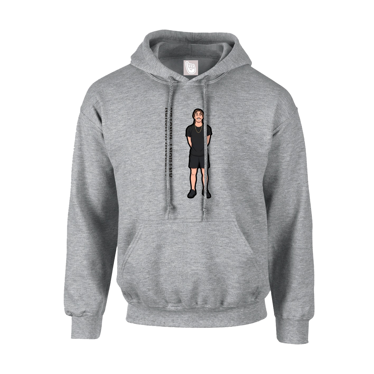 Hoodie — Name Vertical in Grey