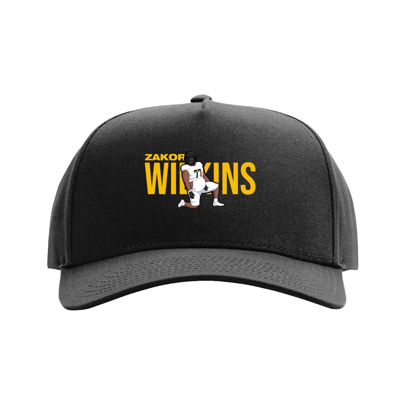 Full Fabric Five-Panel Champ Cap — Player Name in Black