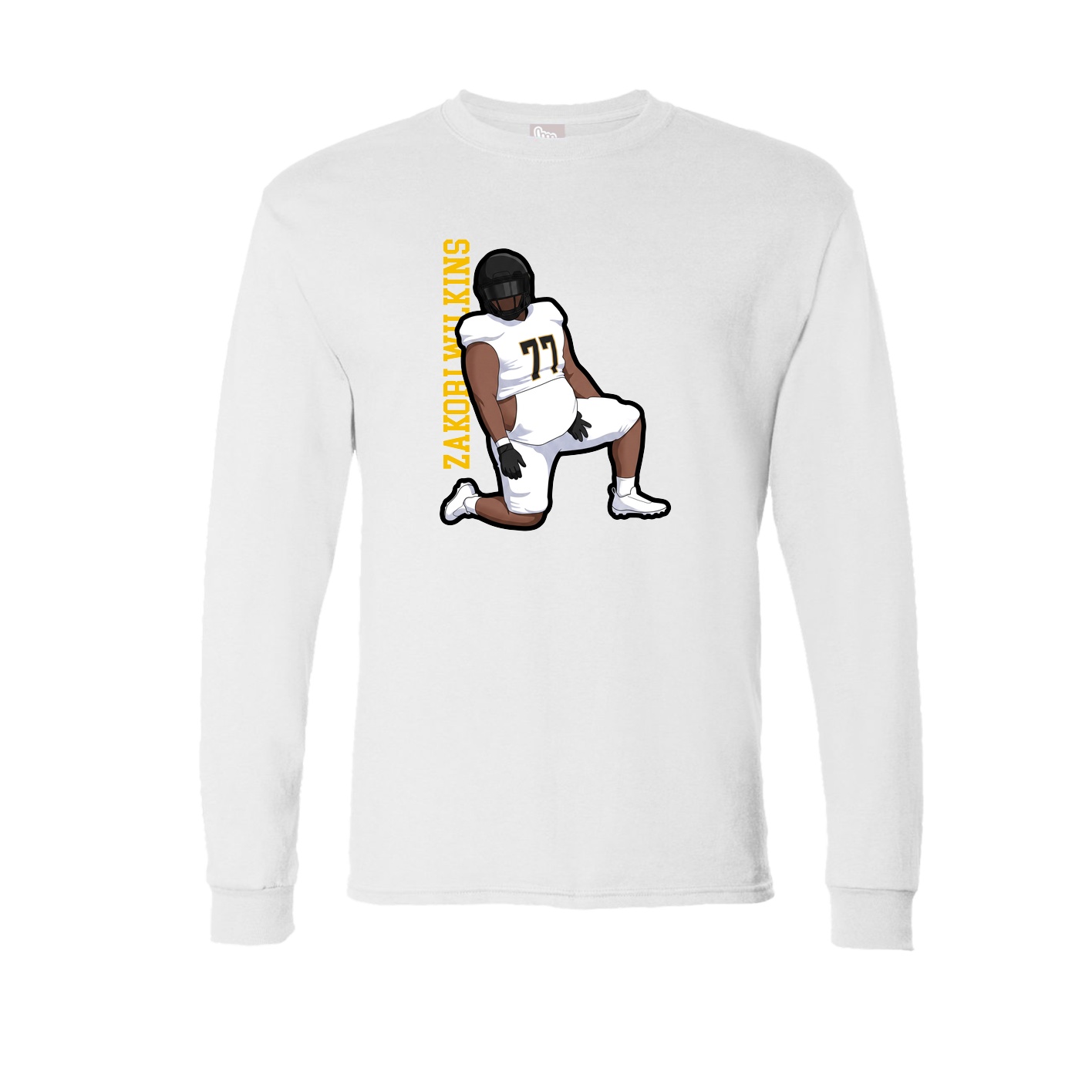 Long Sleeve Tee — Name Vertical in White
