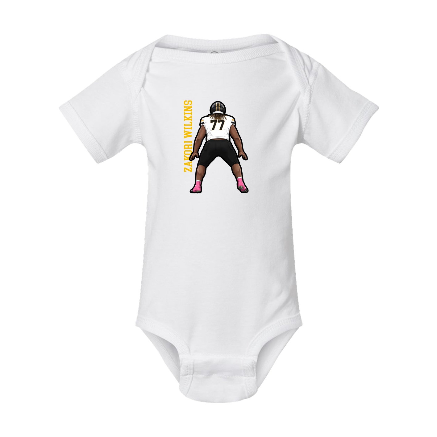 Baby Onesie — Name Vertical in White