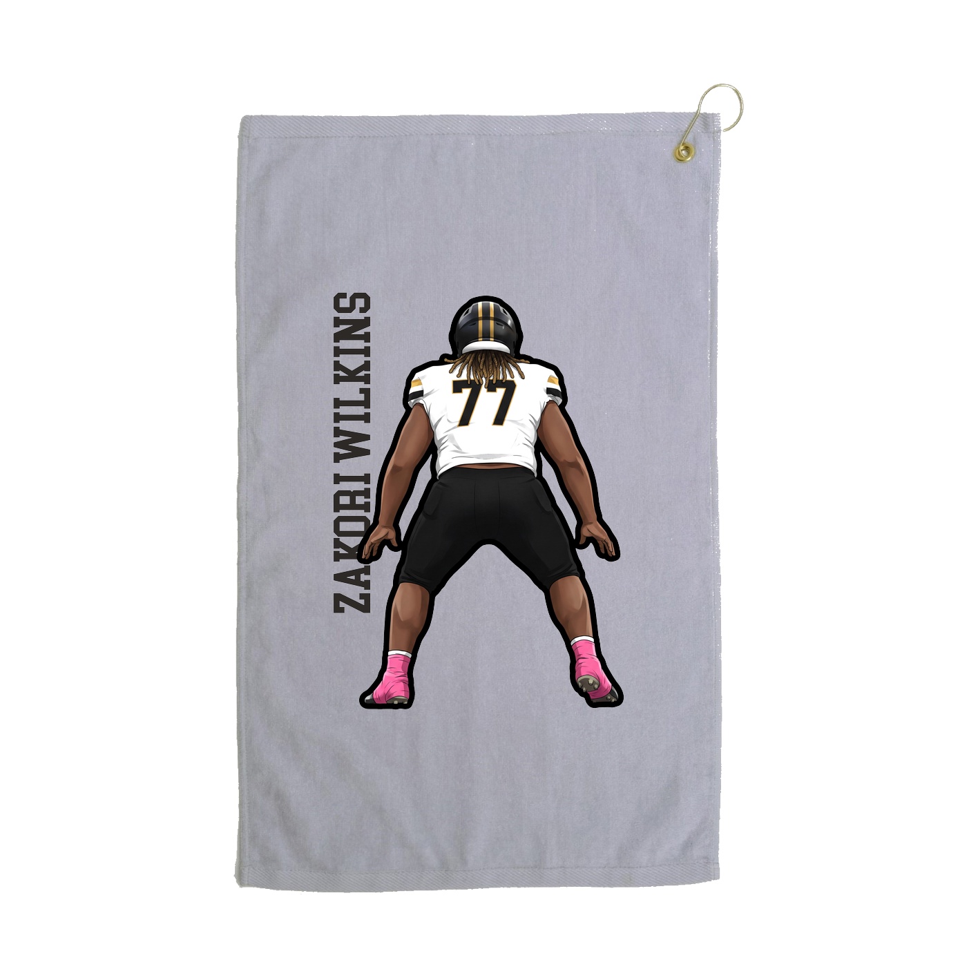 Golf Towel — Name Vertical in Grey