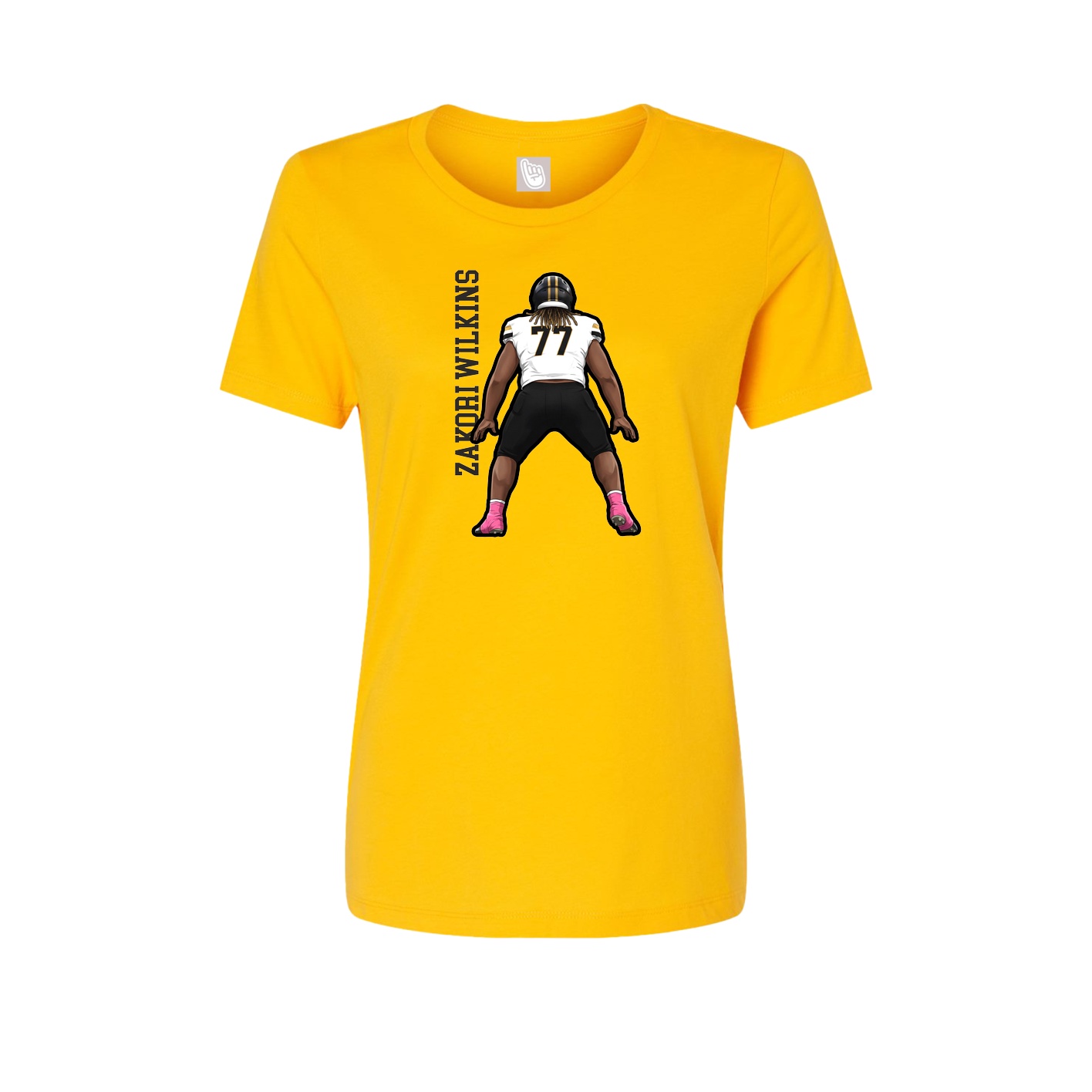 Womens Tee — Name Vertical in Gold