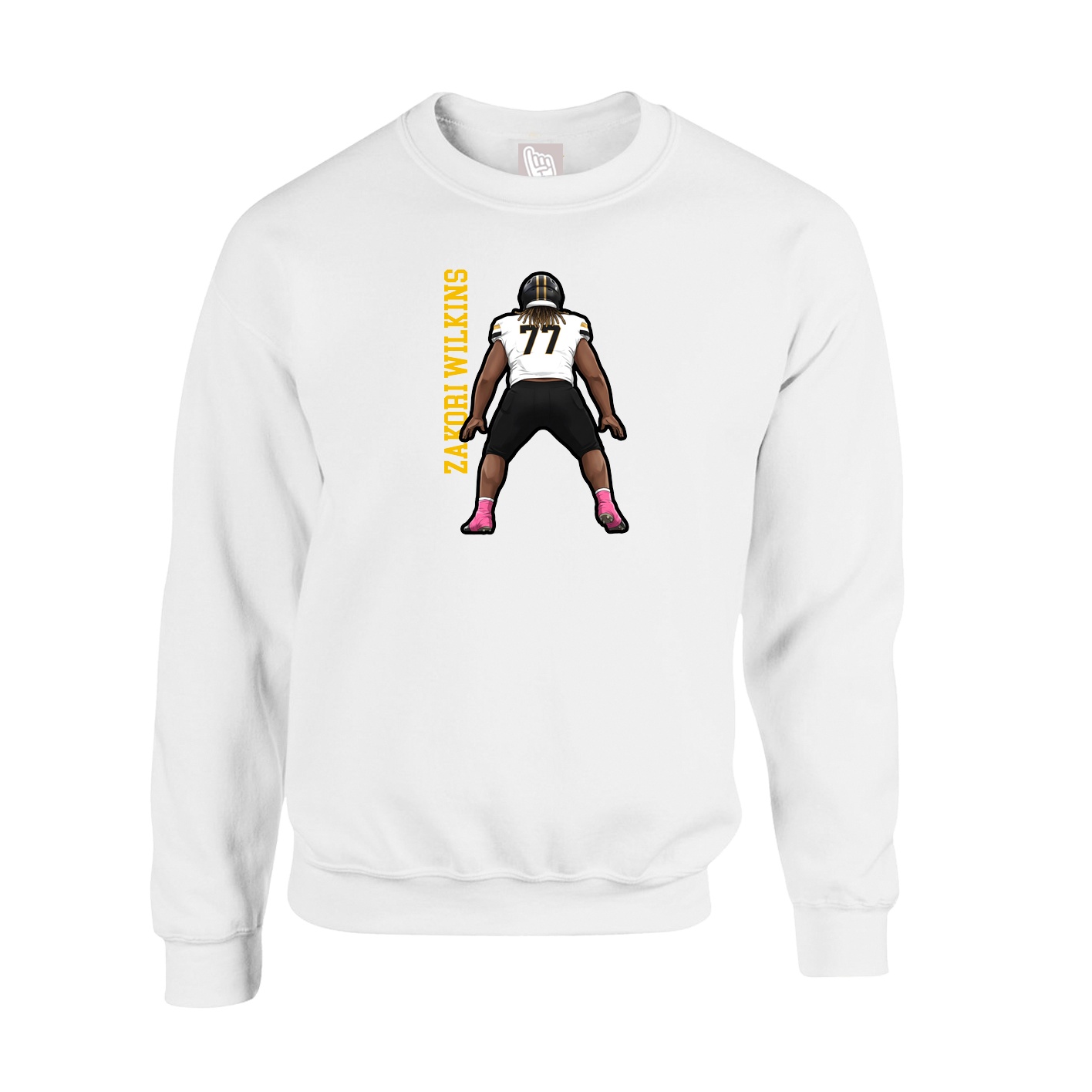 Fleece Crew — Name Vertical in White