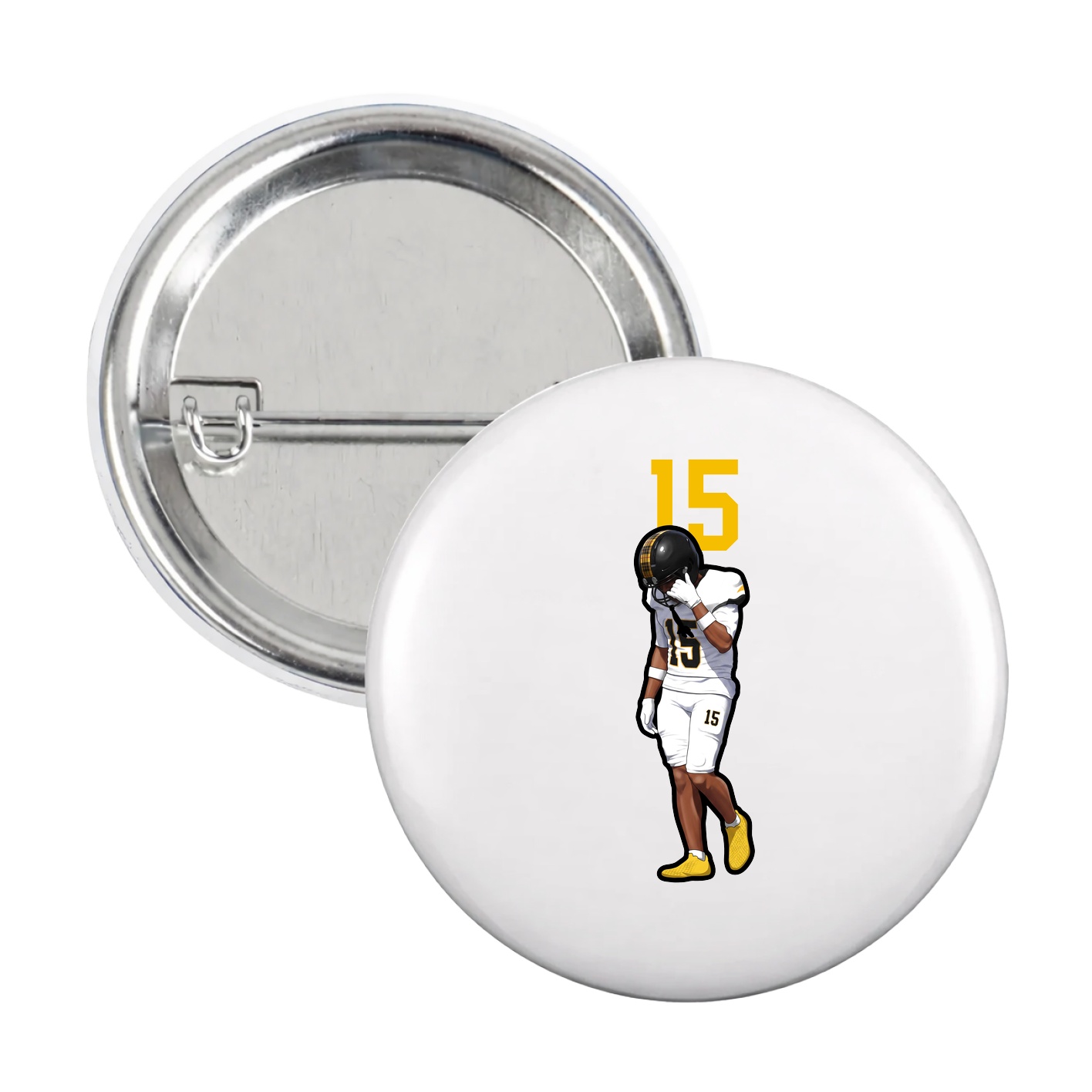 Game Day Button — Number Top in White