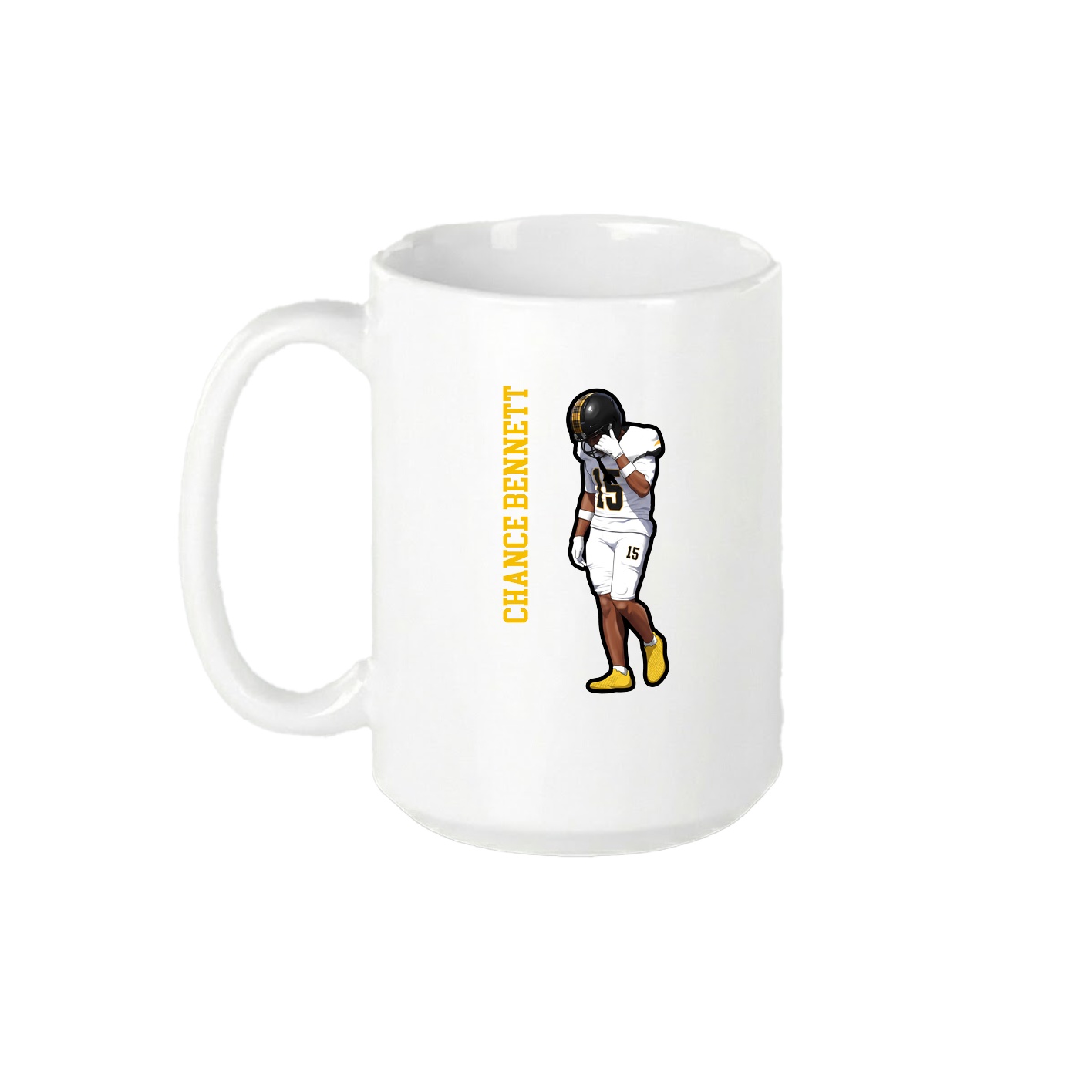 15oz Coffee Mug — Name Vertical in White