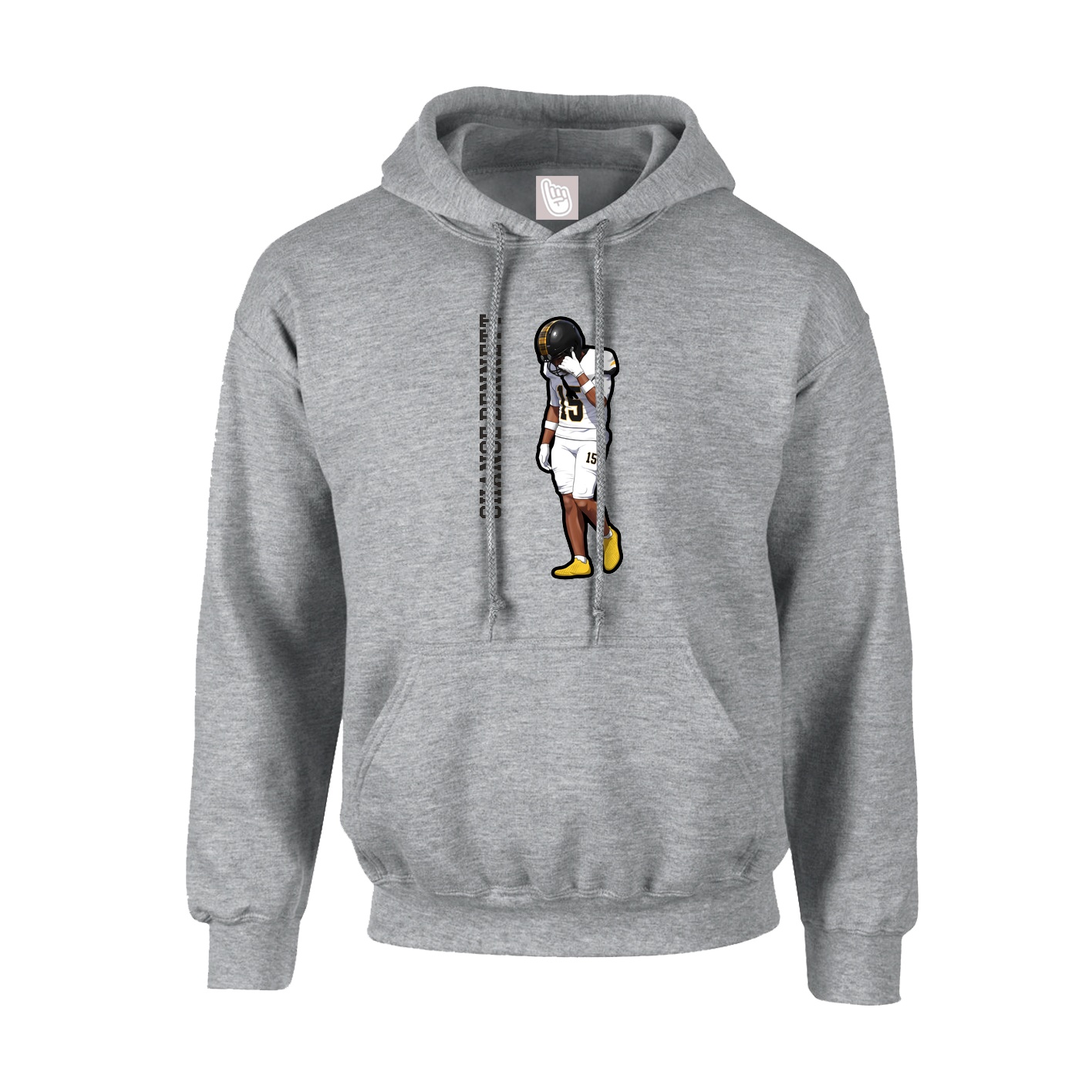 Youth Hoodie — Name Vertical in Grey